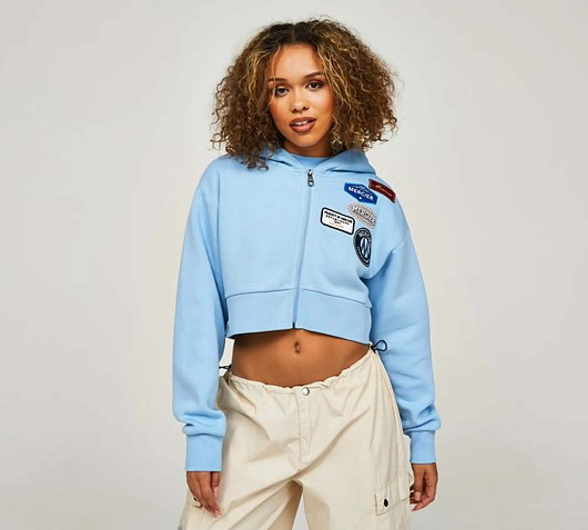 Mercier Womens Original Badge Full Zip Hoodie - Blue - Size XL - Blue