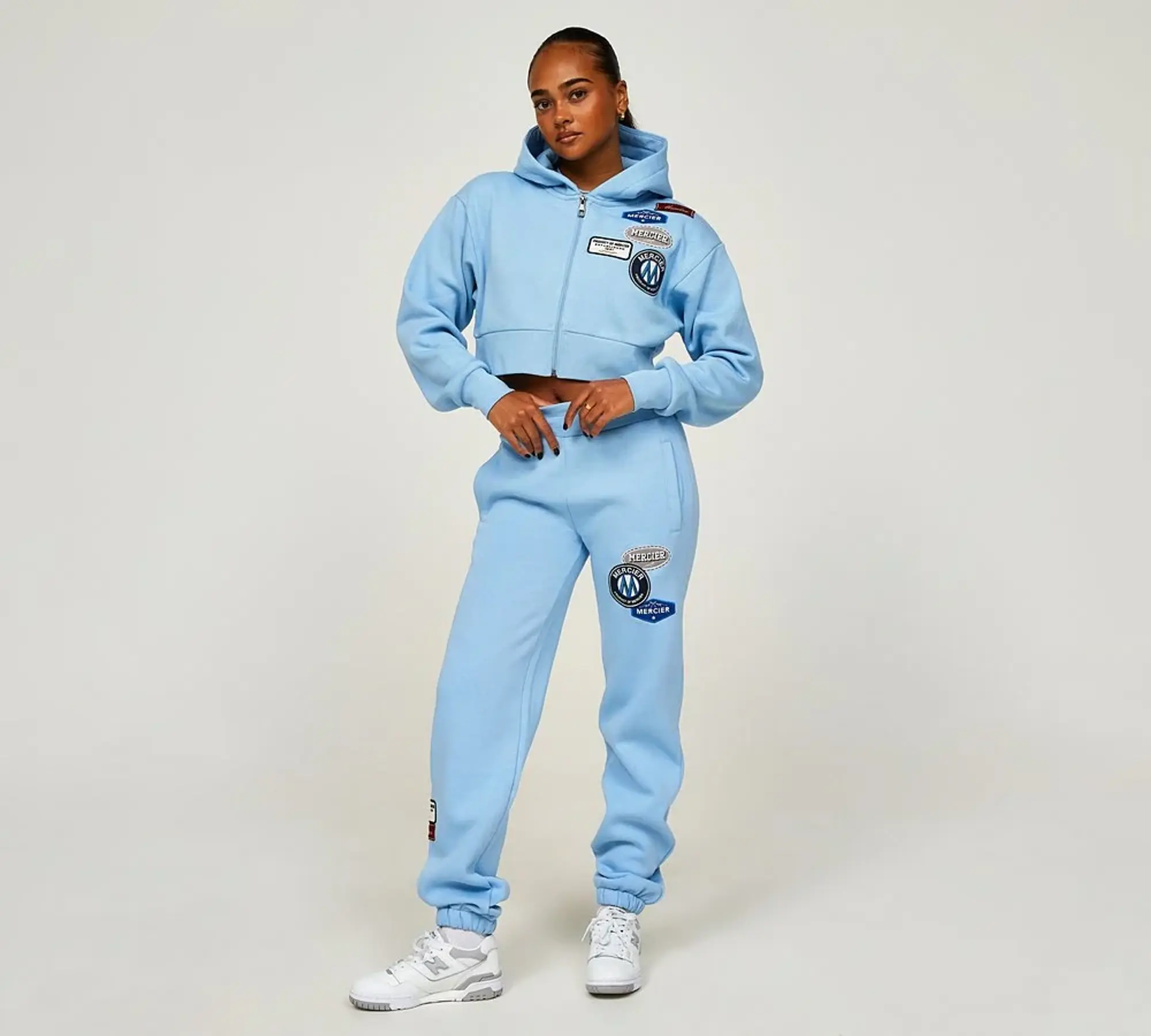 Mercier Womens Original Badge Full Zip Hoodie - Blue - Size XL - Blue