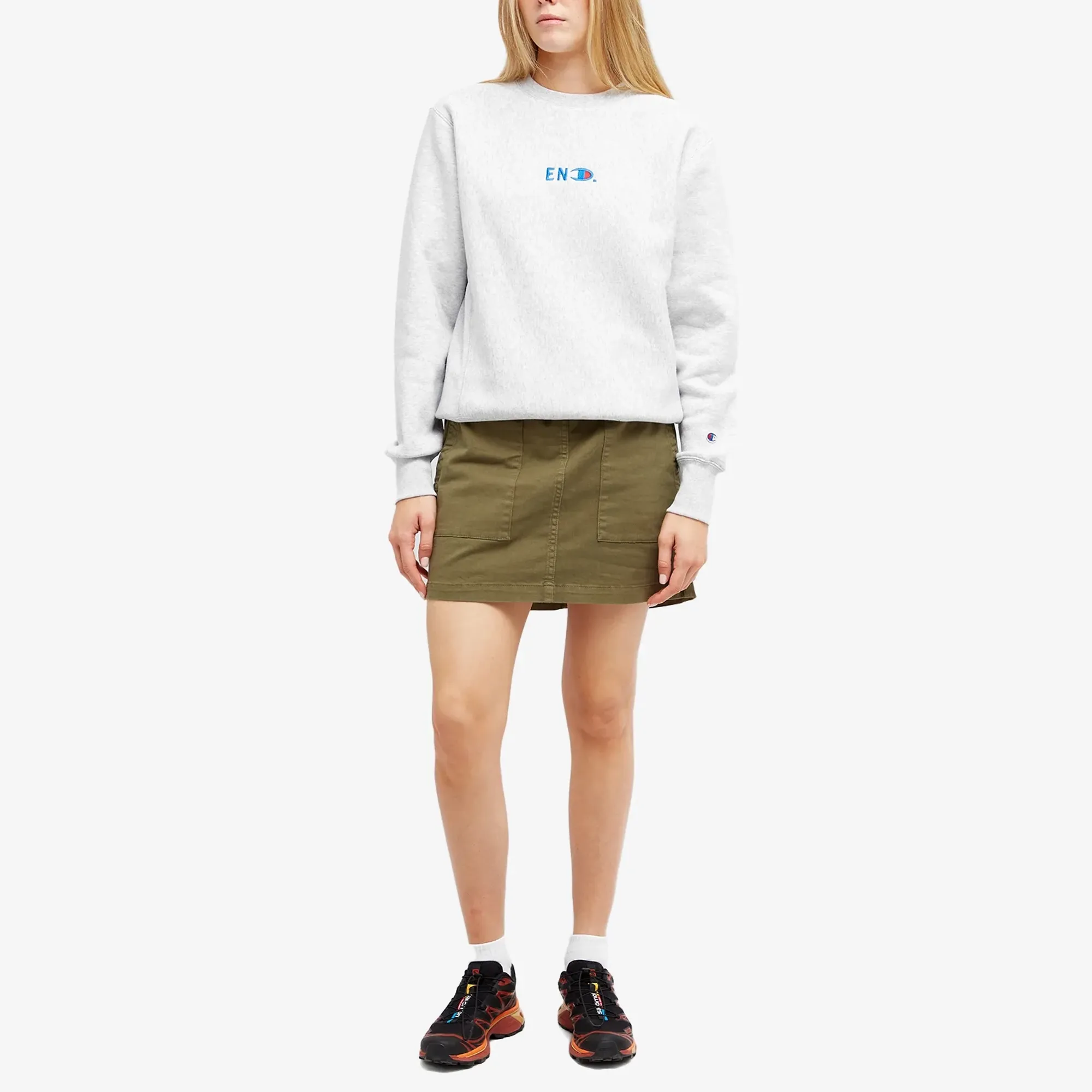 END. x Champion Reverse Weave Crew Sweat Grey Marl | 220232-EM004 