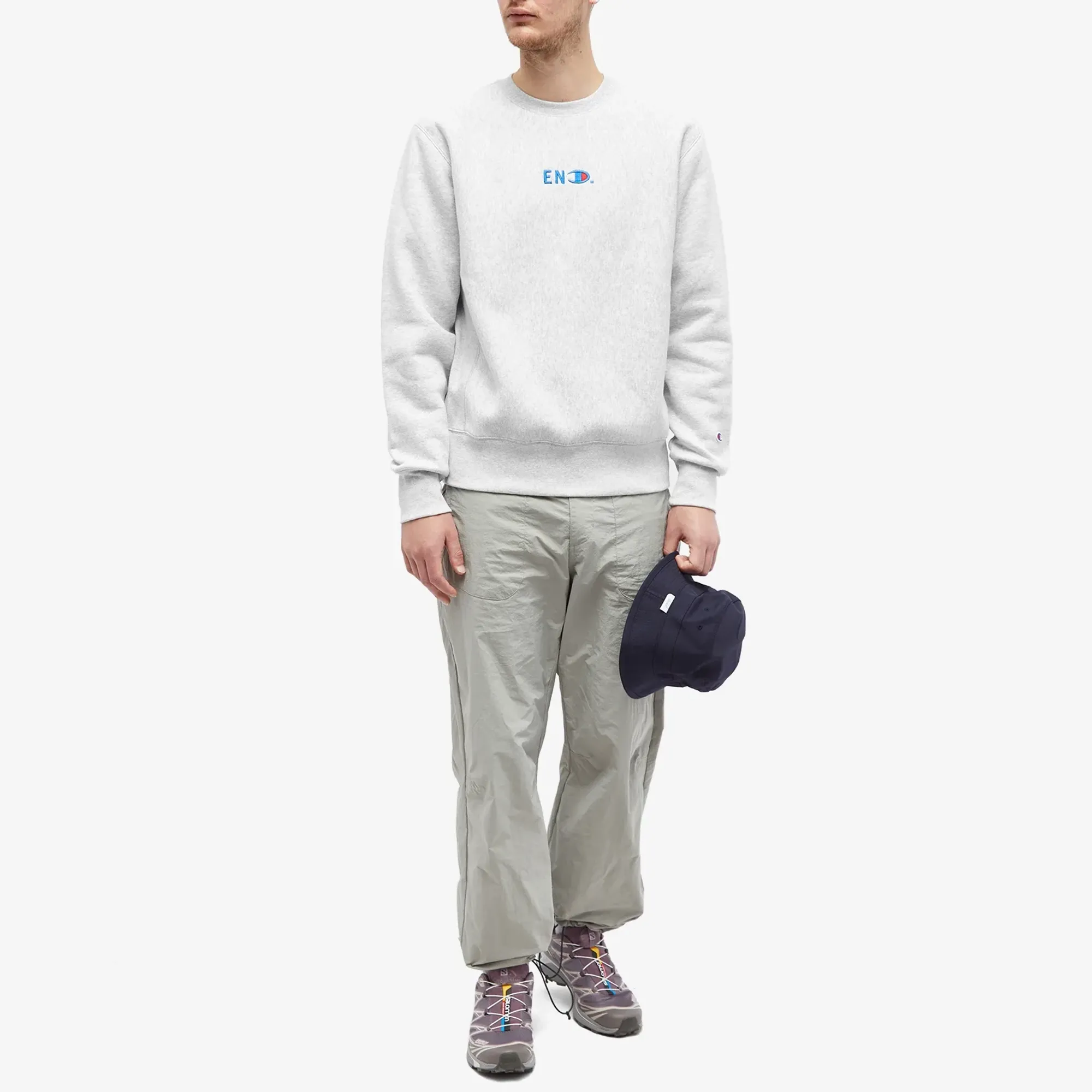 END. x Champion Reverse Weave Crew Sweat Grey Marl | 220232-EM004 