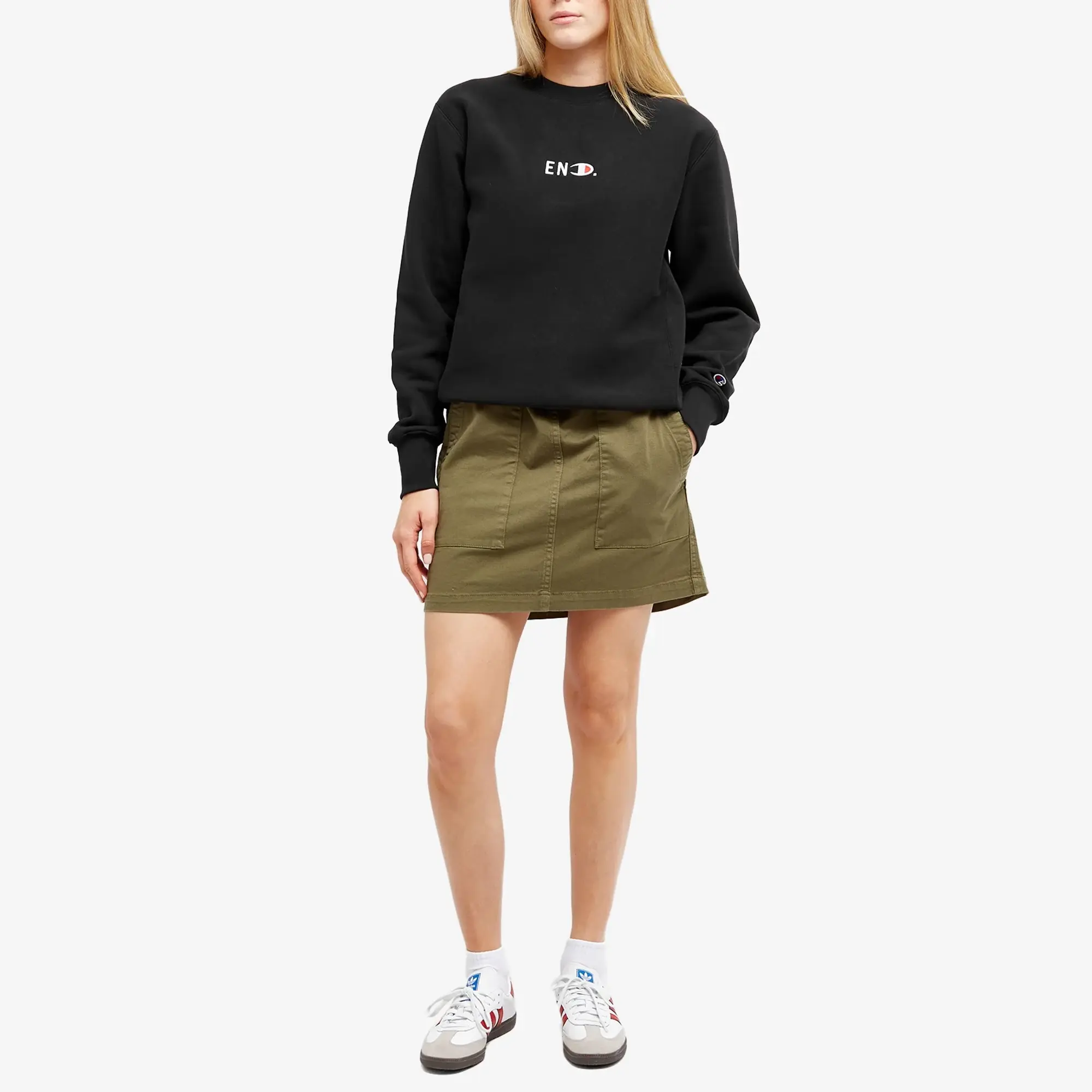 END. x Champion Reverse Weave Crew Sweat Black