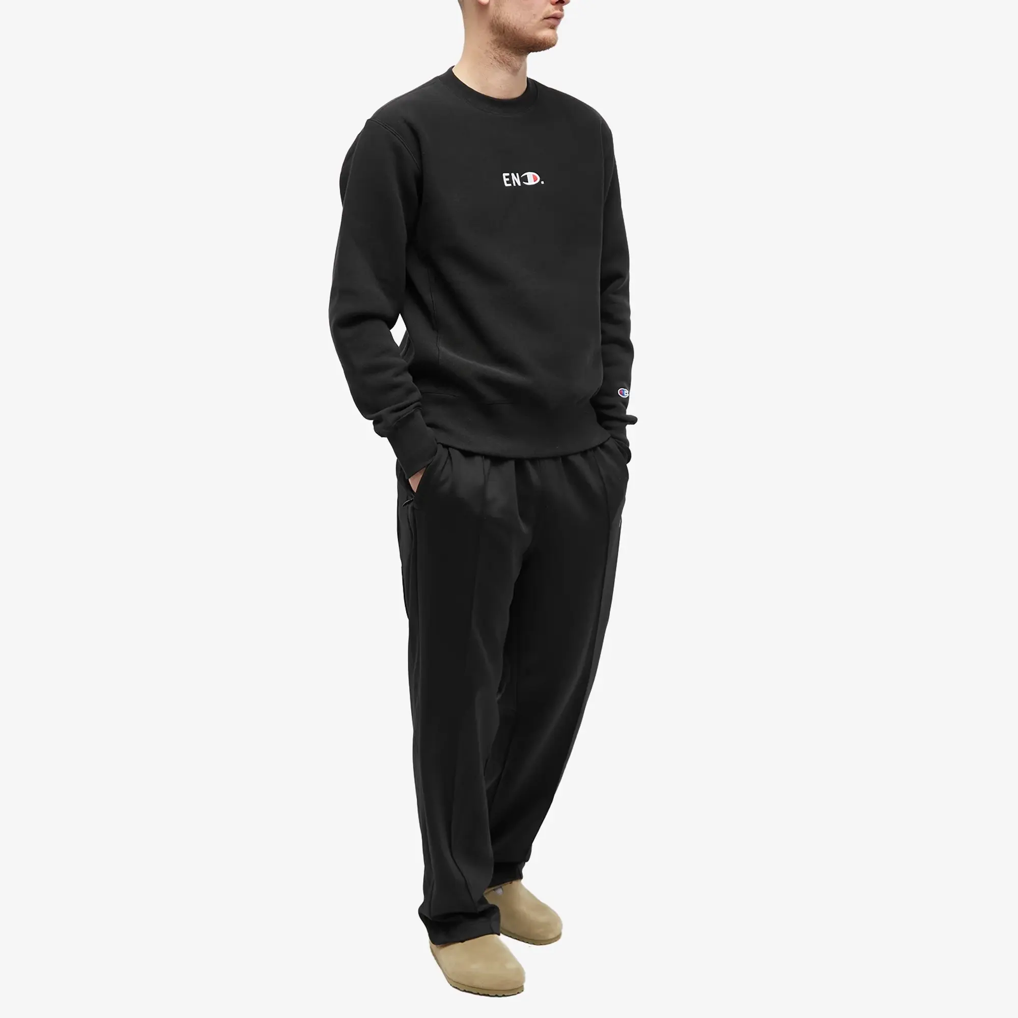 END. x Champion Reverse Weave Crew Sweat Black
