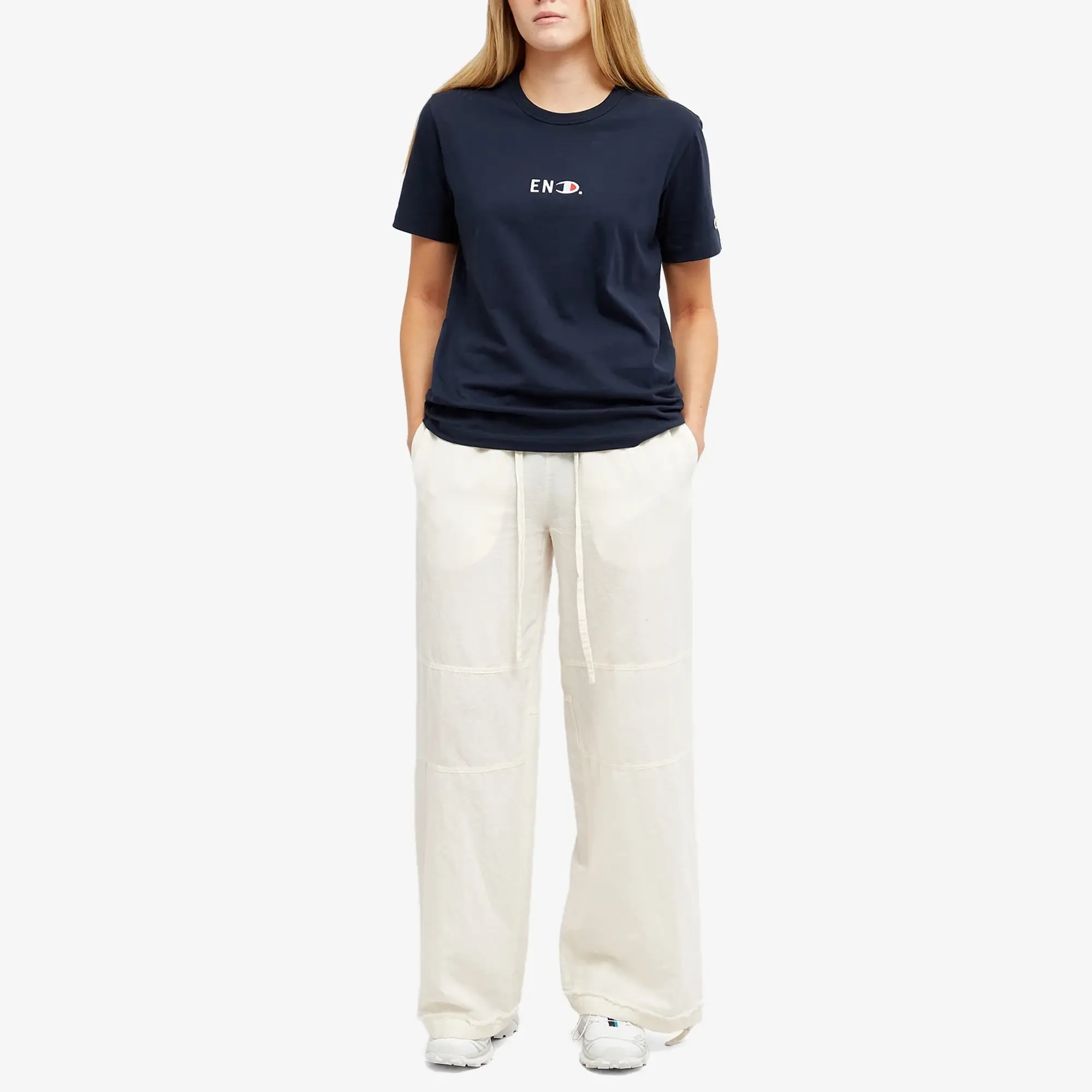 END. x Champion Reverse Weave T-Shirt Navy
