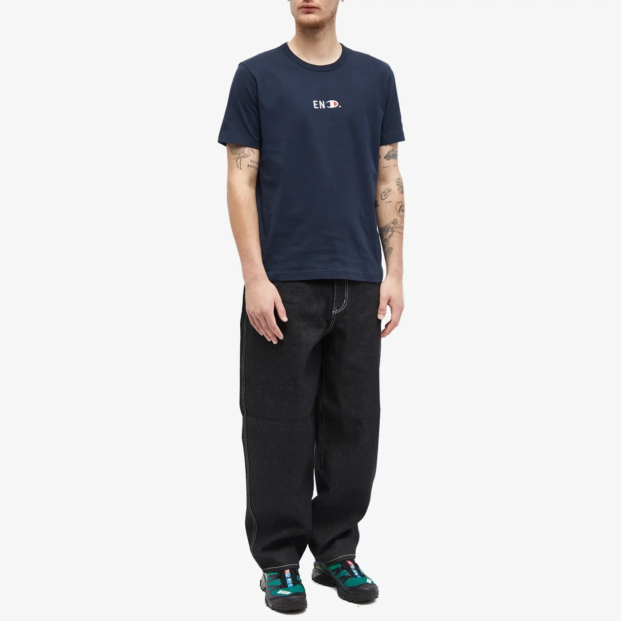 END. x Champion Reverse Weave T-Shirt Navy