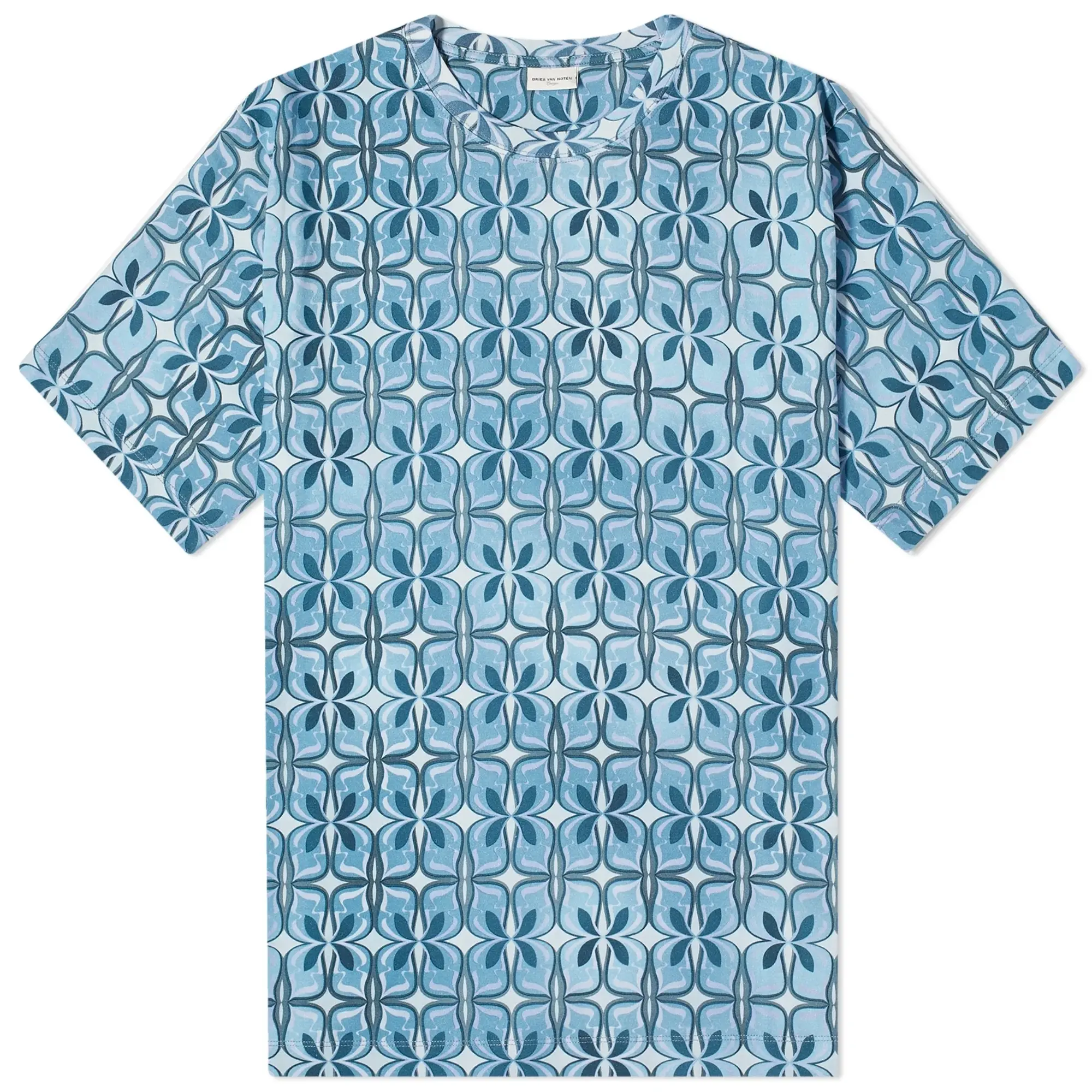 Dries Van Noten Men's Hertz Print T-Shirt Blue