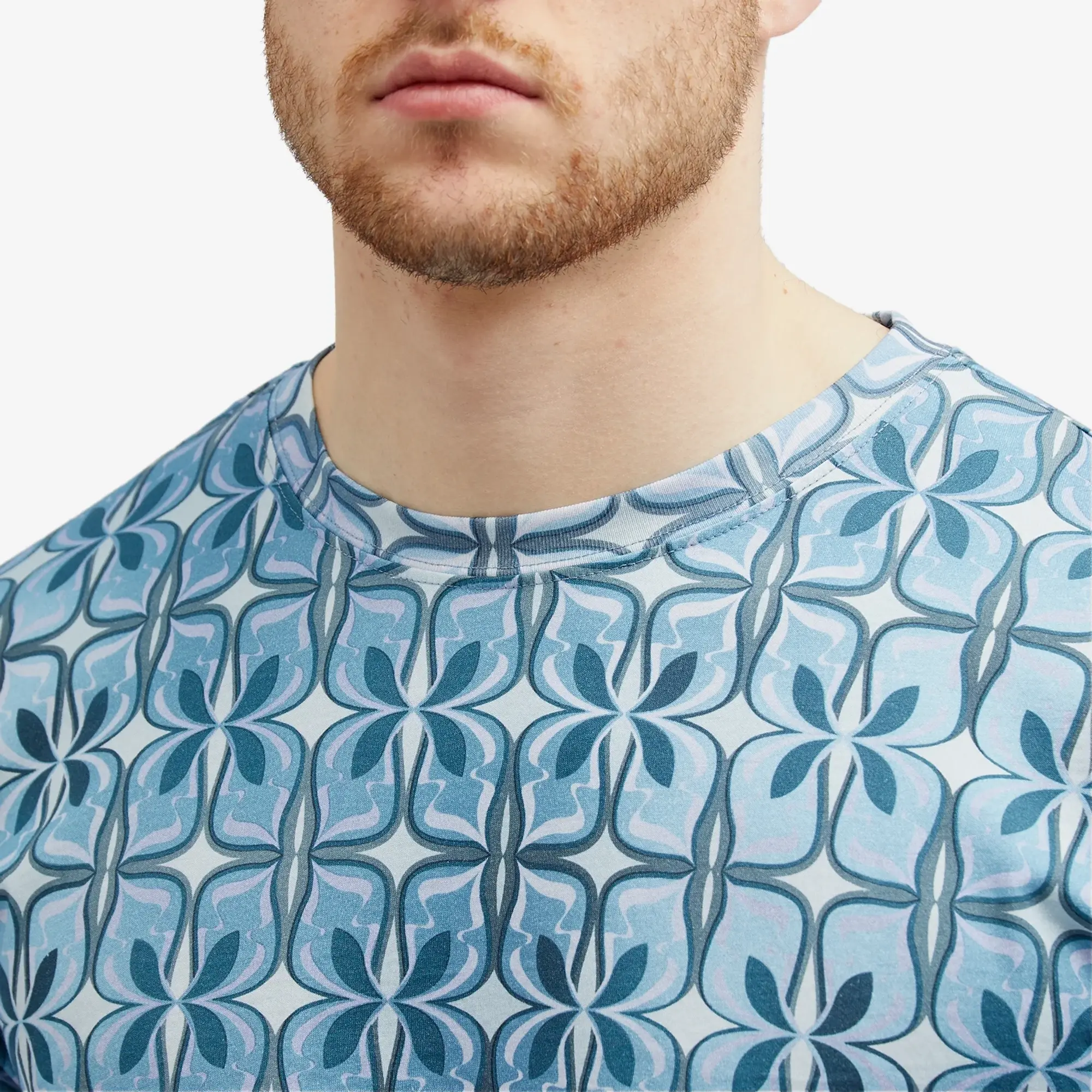 Dries Van Noten Men's Hertz Print T-Shirt Blue