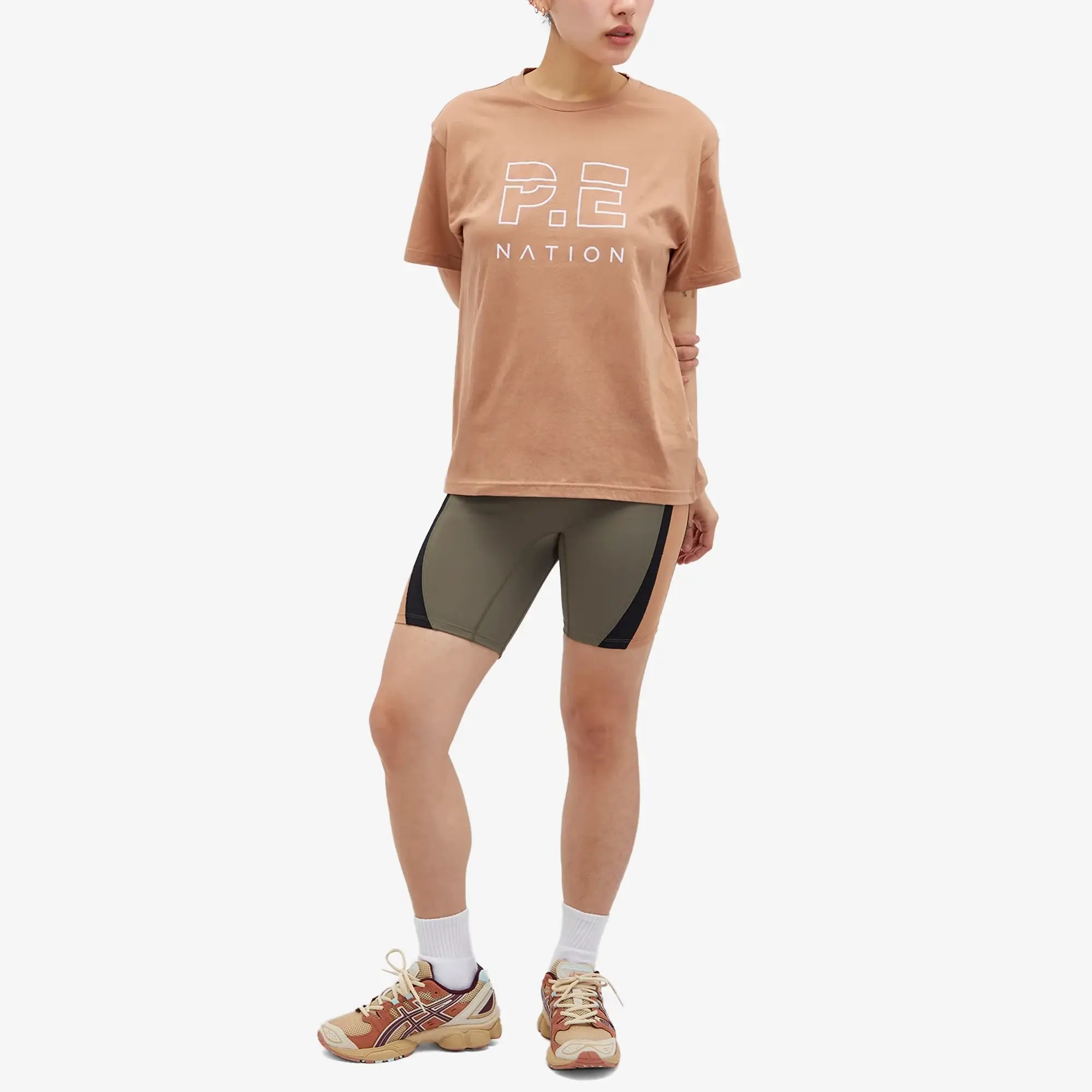 P.E Nation Women's Heads Up Logo T-Shirt Camel