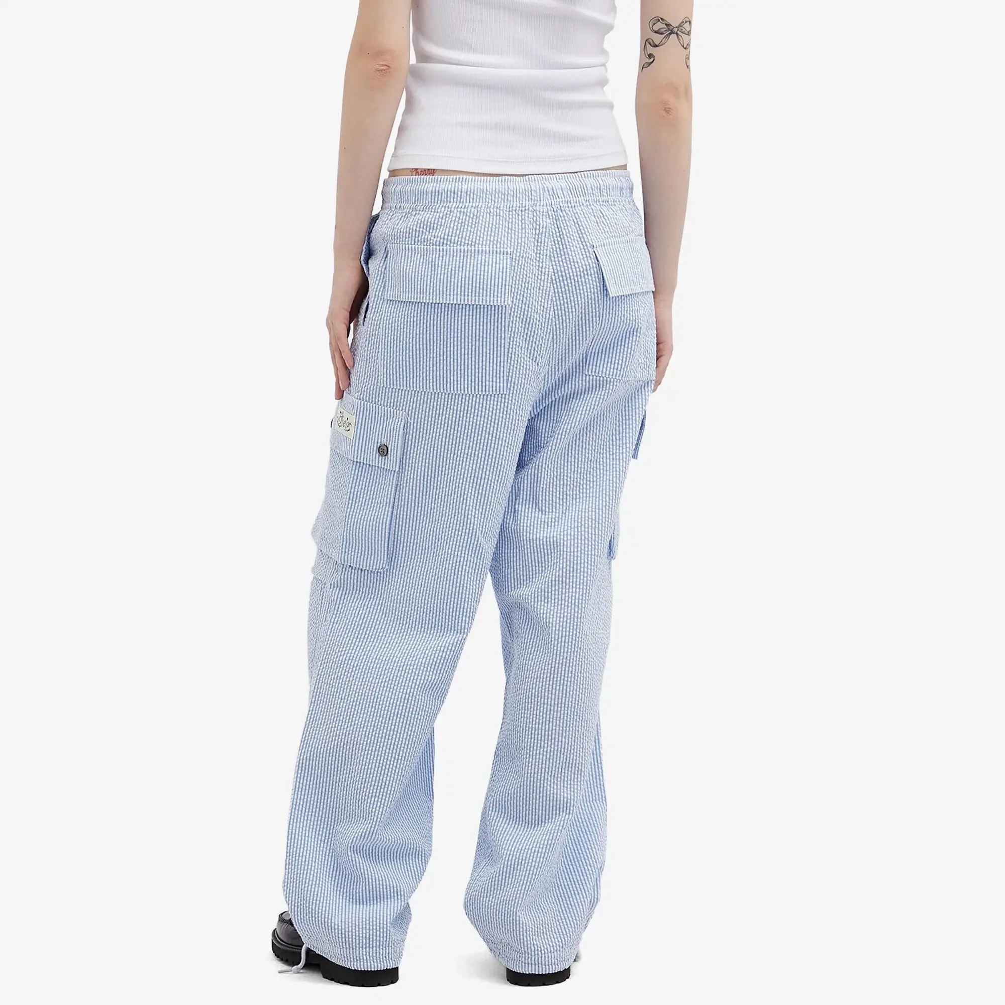 Obey Women's Shay Cargo Trouser in Stripe Blue Multi