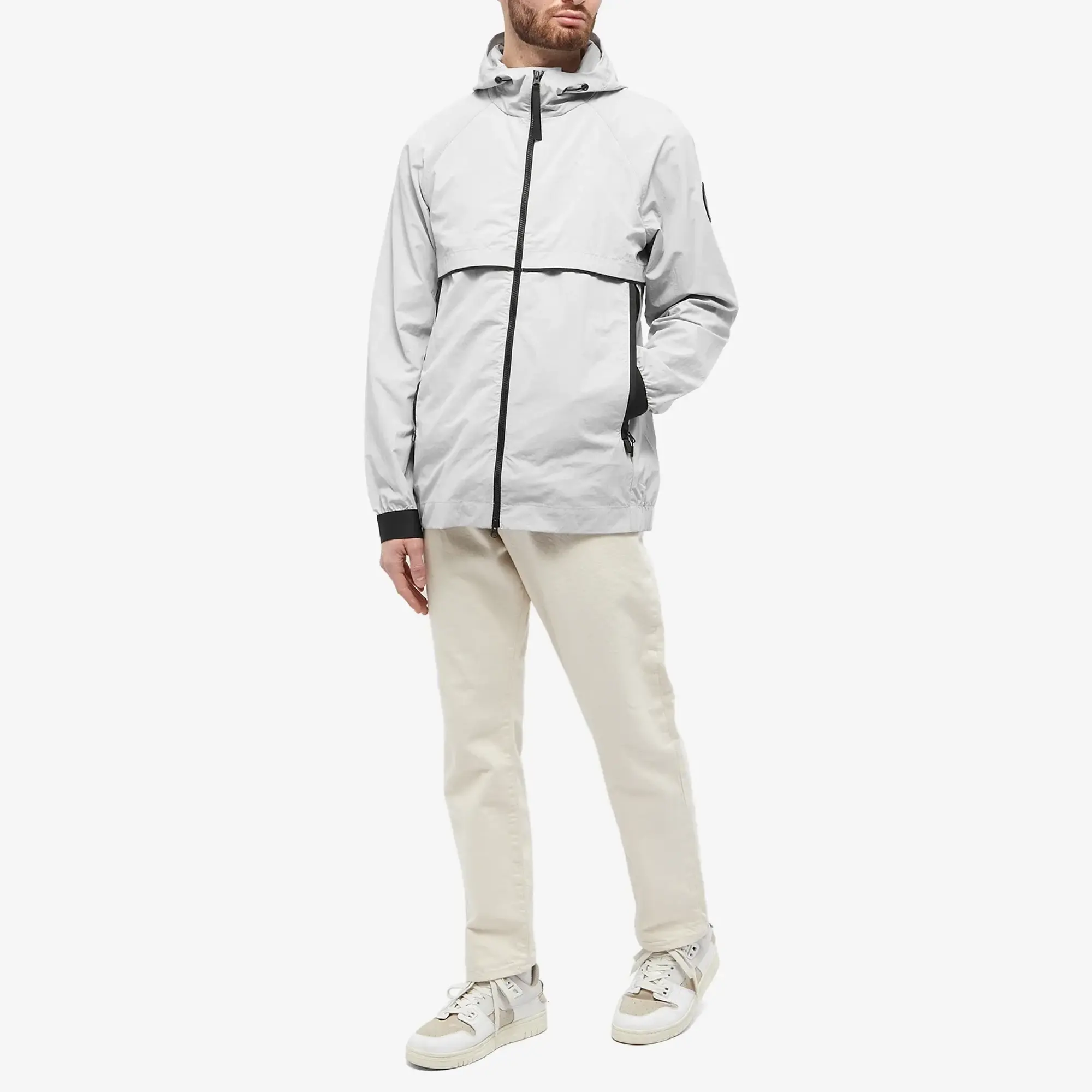 Canada Goose Men's Black Disc Faber Wind Hoodie Silver Birch