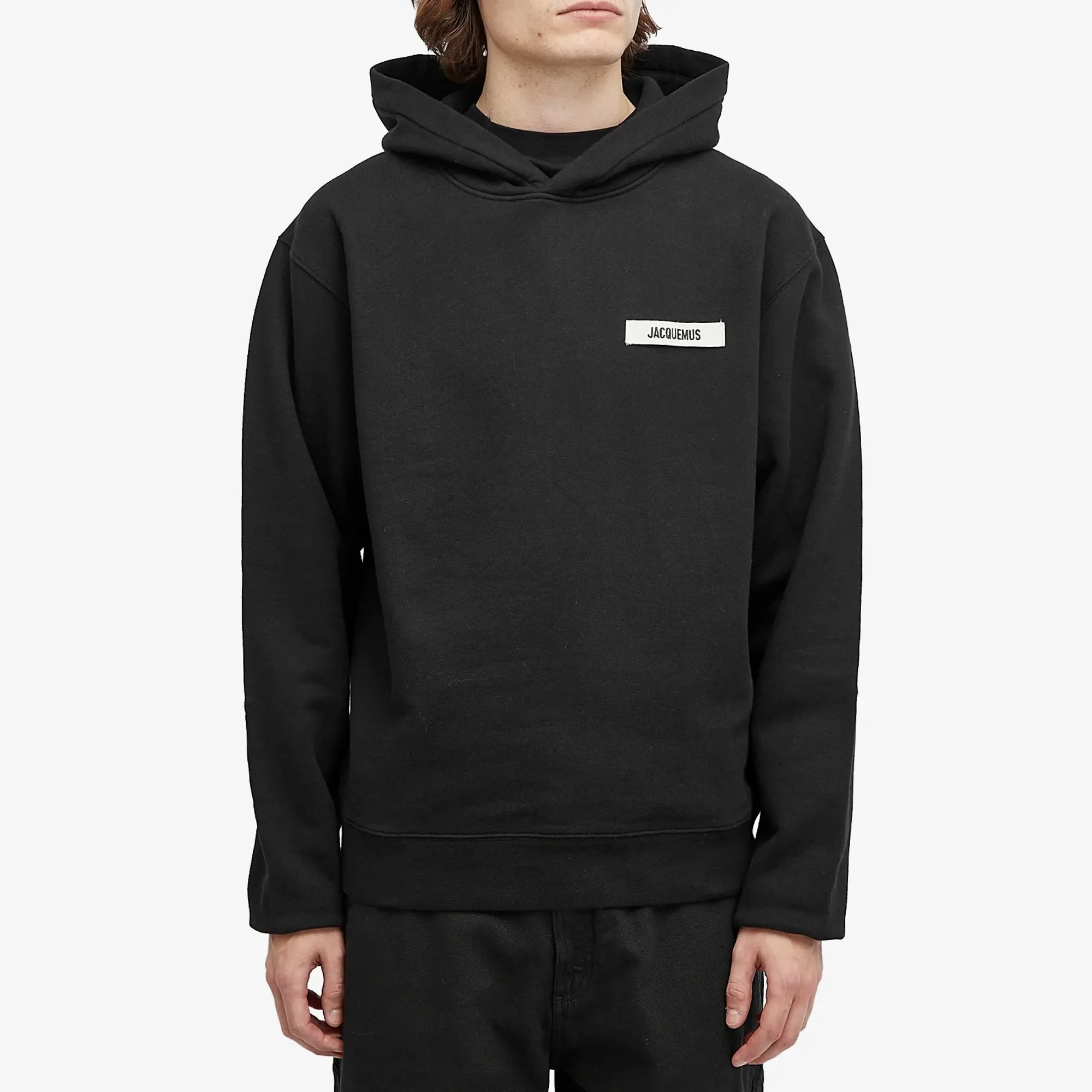Jacquemus Men's Gros Grain Logo Hoodie Black