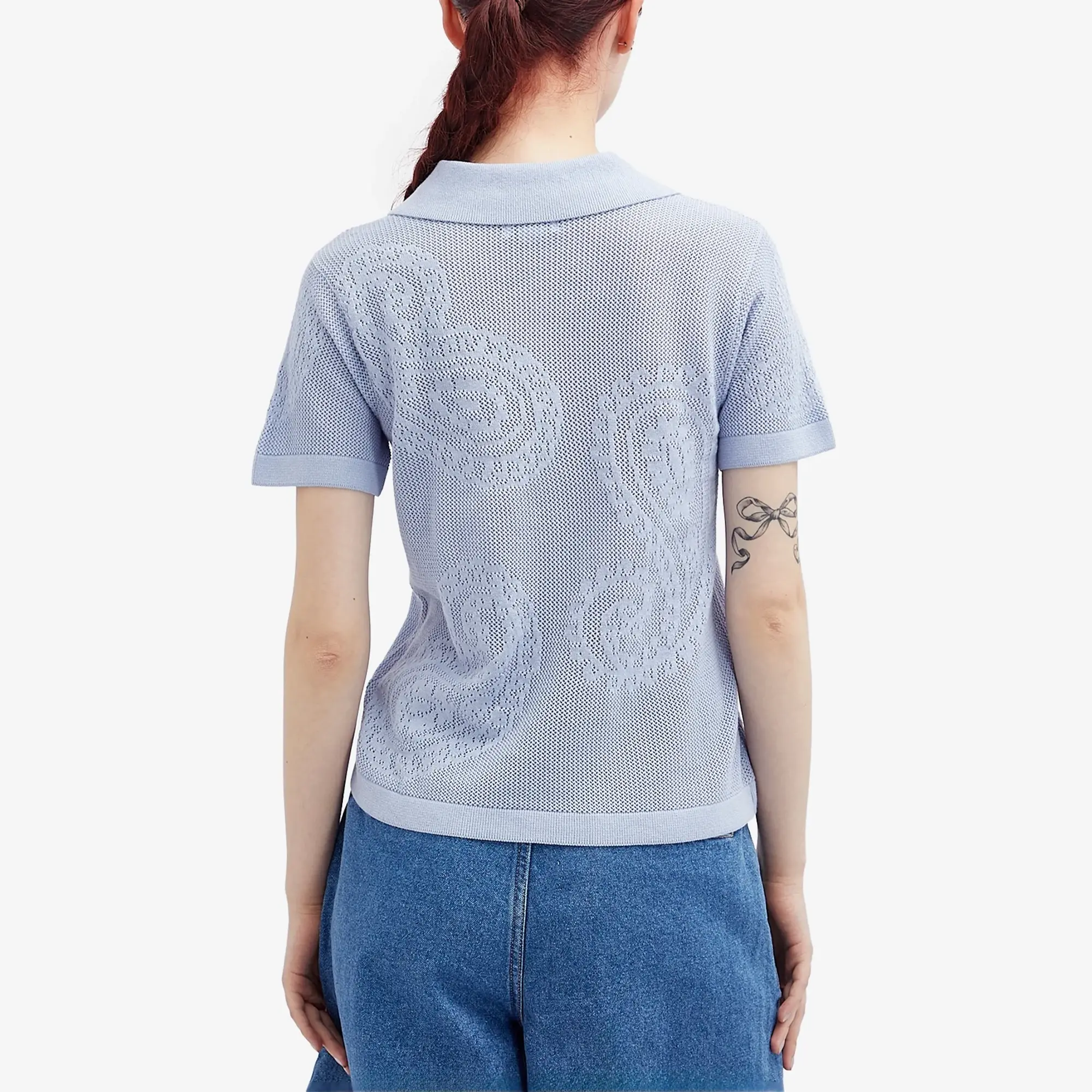 Obey Women's Briana Open Knit Shirt Hydrangea