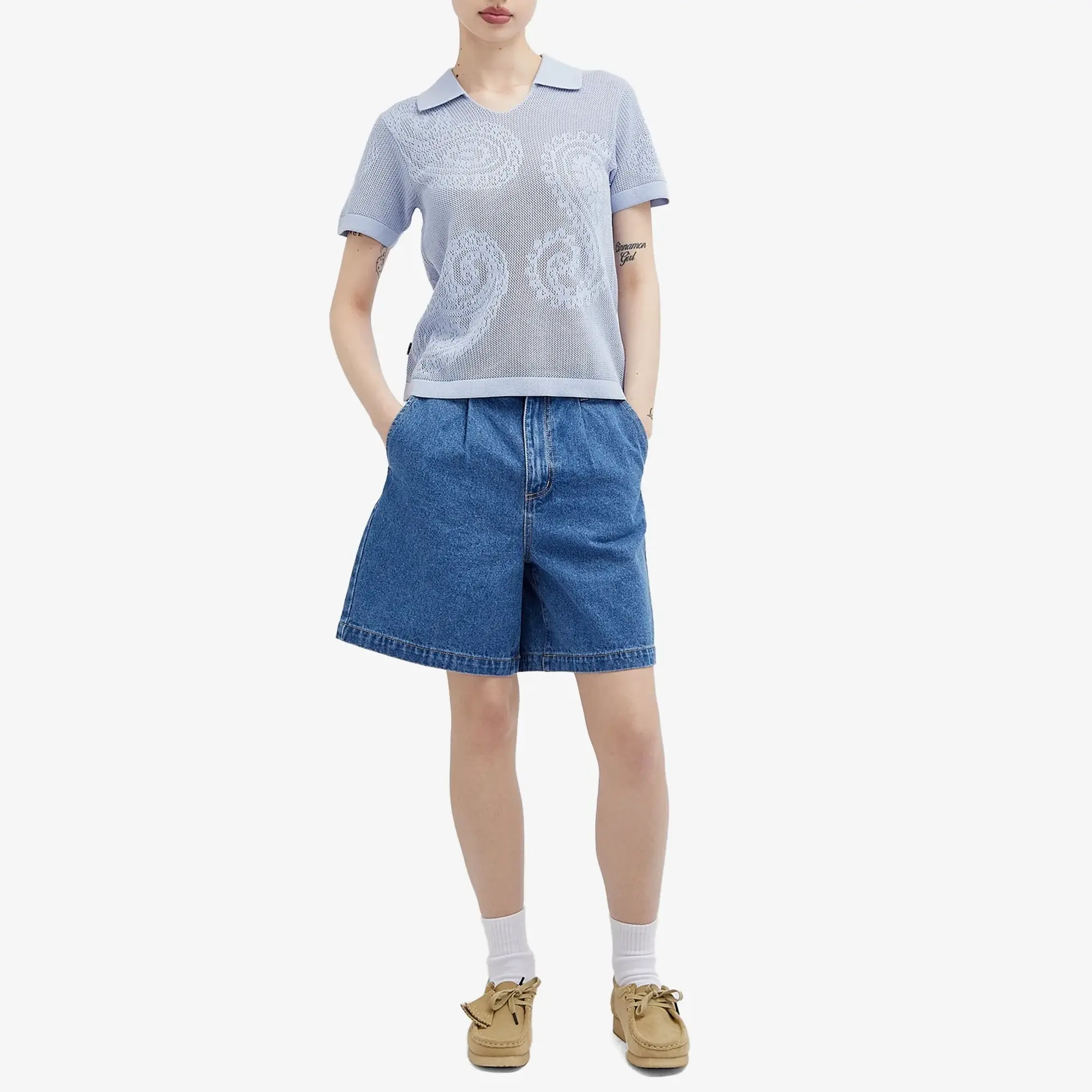 Obey Women's Briana Open Knit Shirt Hydrangea