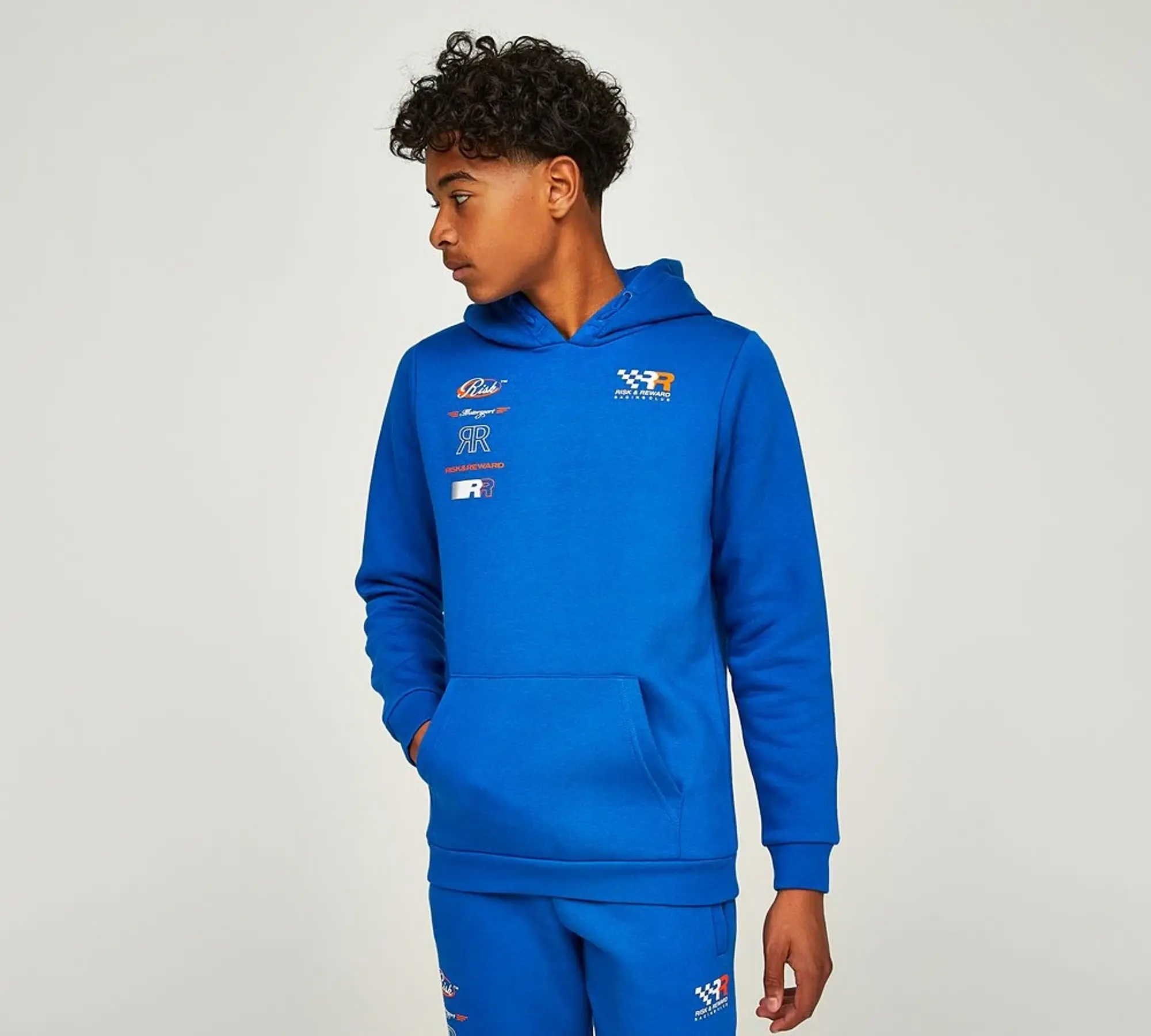 Risk and Reward Junior Racing Club Overhead Hoodie - Blue - Size M/B - Blue