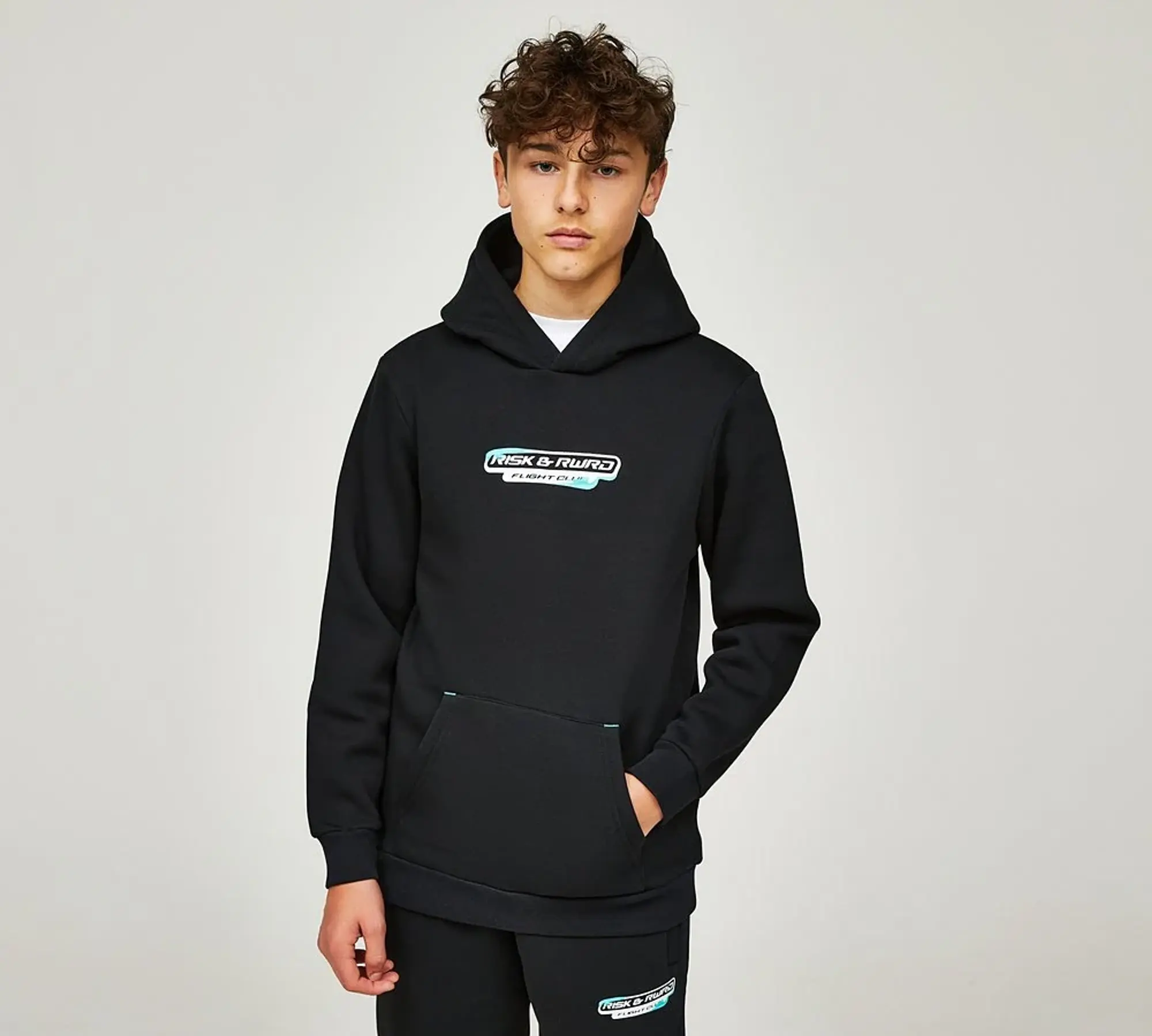 Risk and Reward Junior Flight Club Overhead Relaxed Fit Hoodie - Black - Size M/B - Black