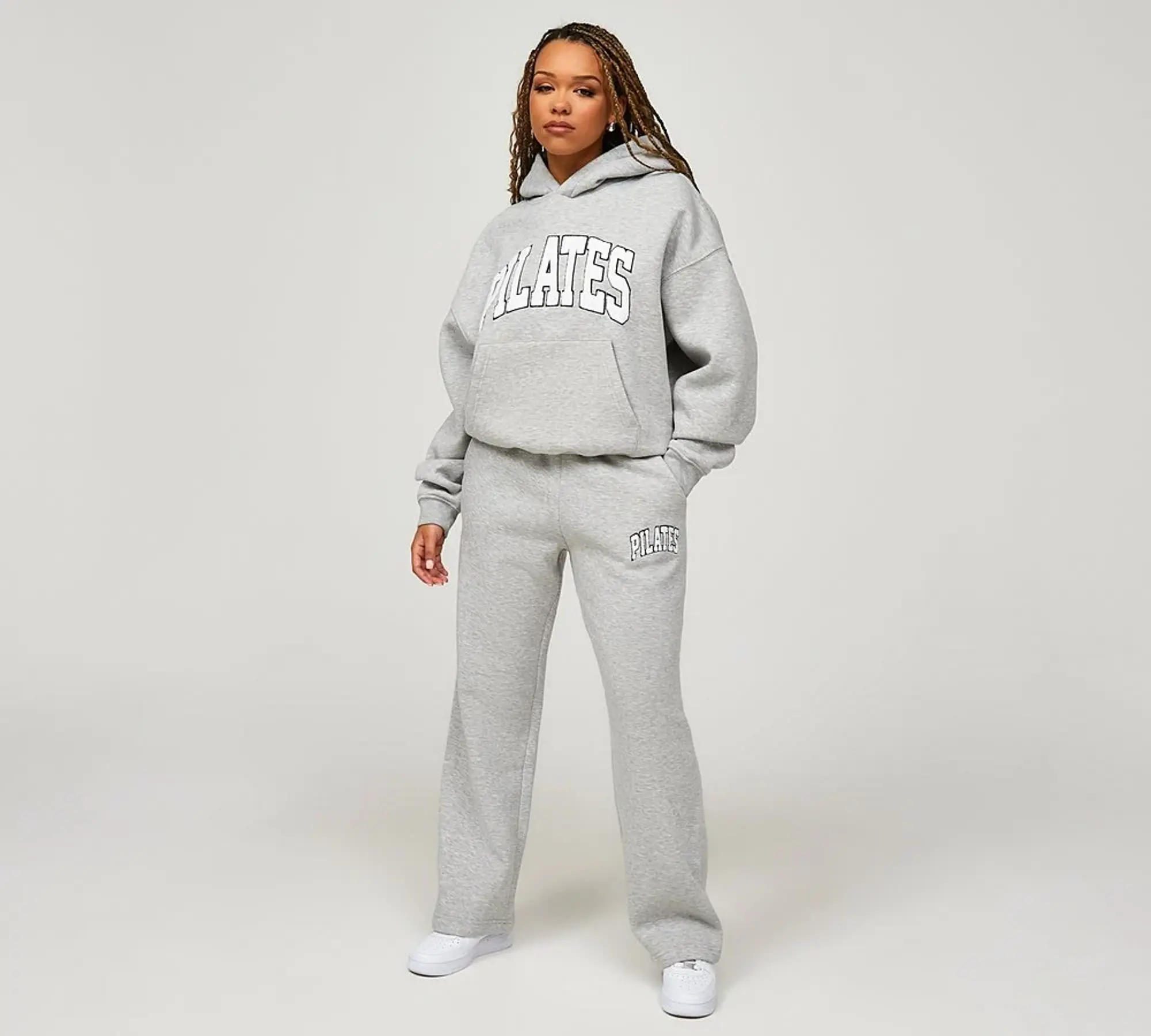 Girl Knows All Womens Pilates Open Hem Fleece Pant - Grey - Size XS - Grey