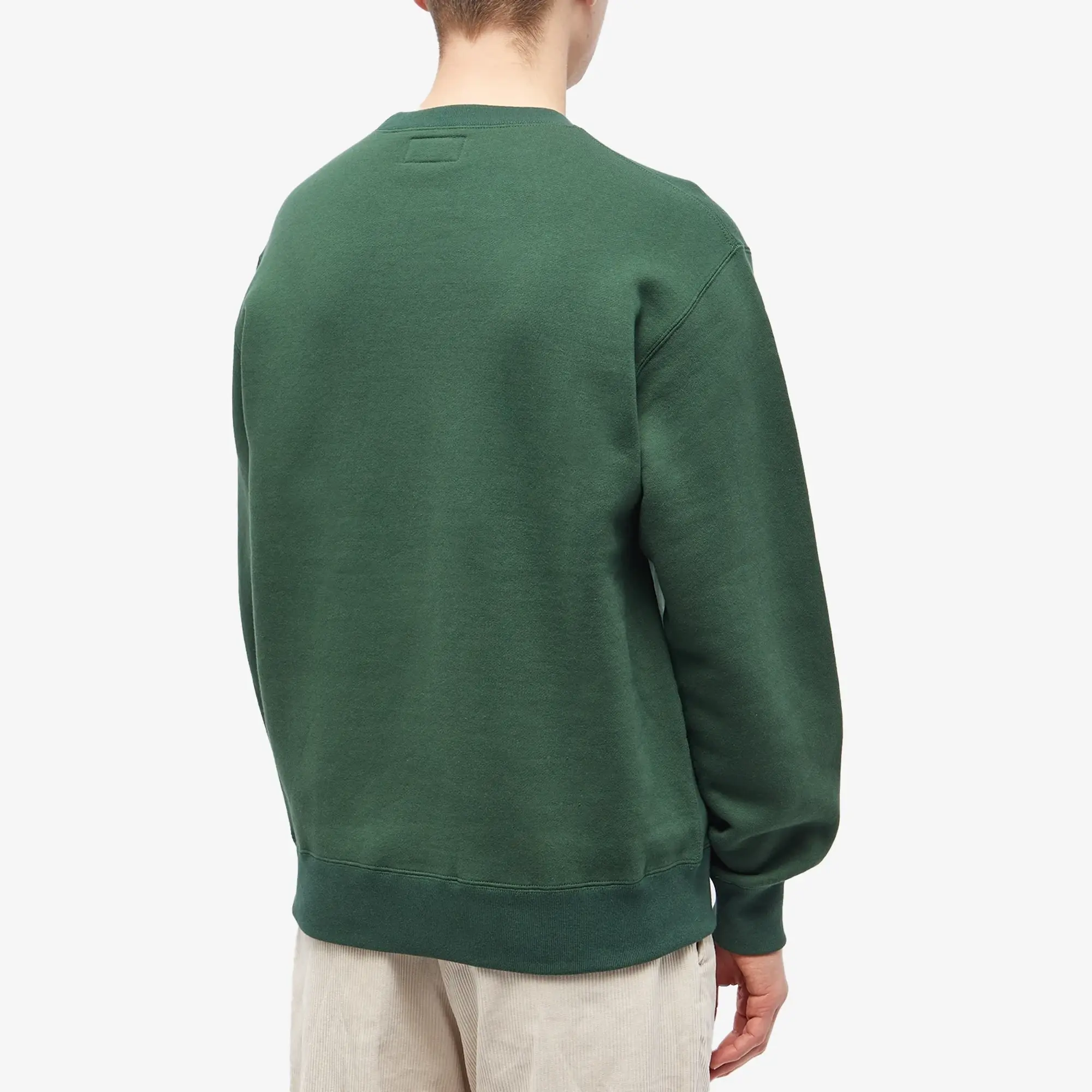 Champion END. x Beams Plus Men's 'Ivy League' Patch Logo Crew Sweat Dark Green