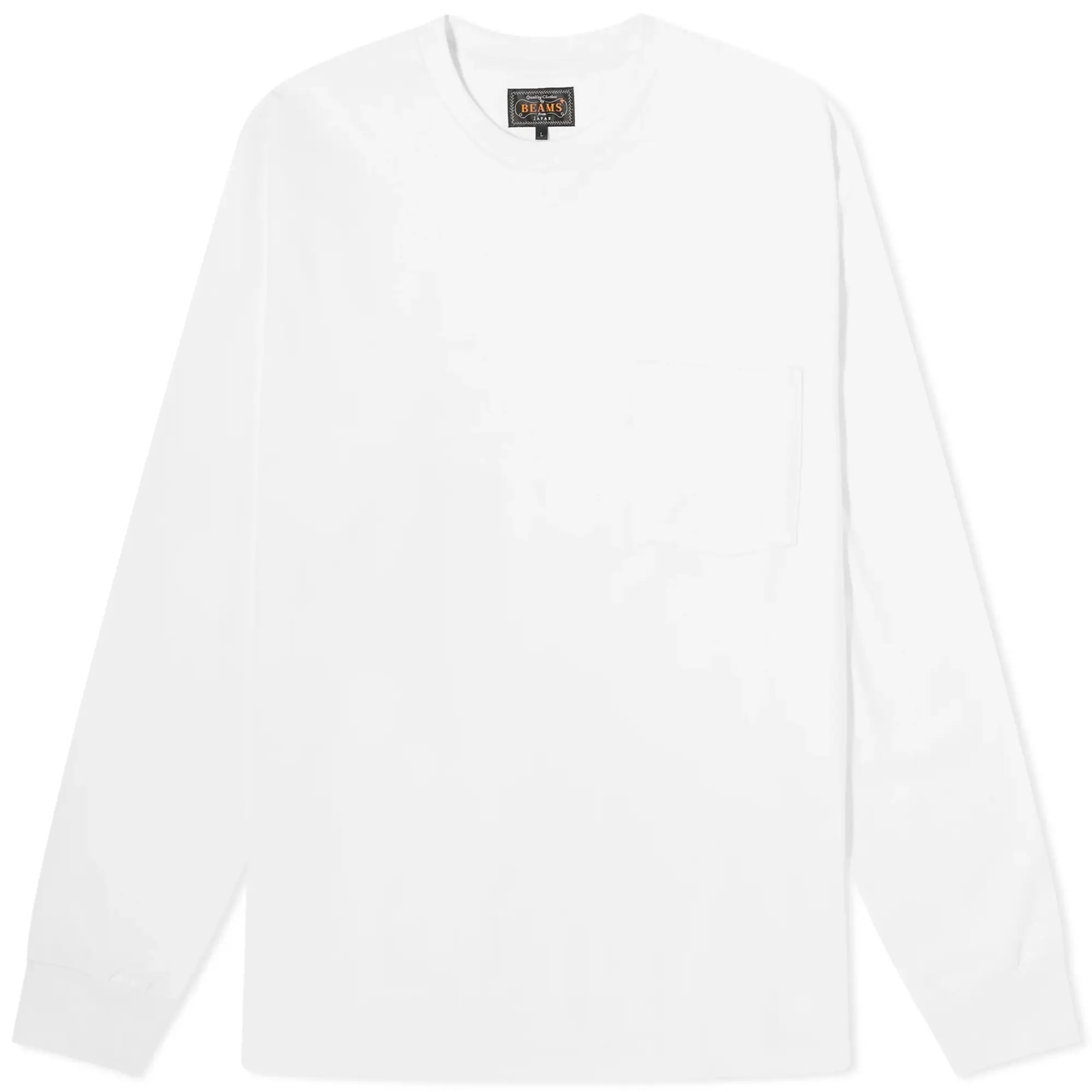 Beams Plus Men's Long Sleeve Pocket T-Shirt White