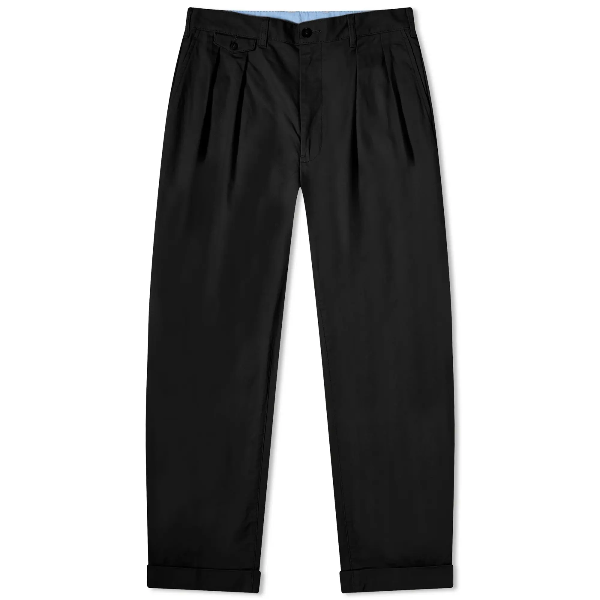 Beams Plus Men's 2 Pleat Chino Black