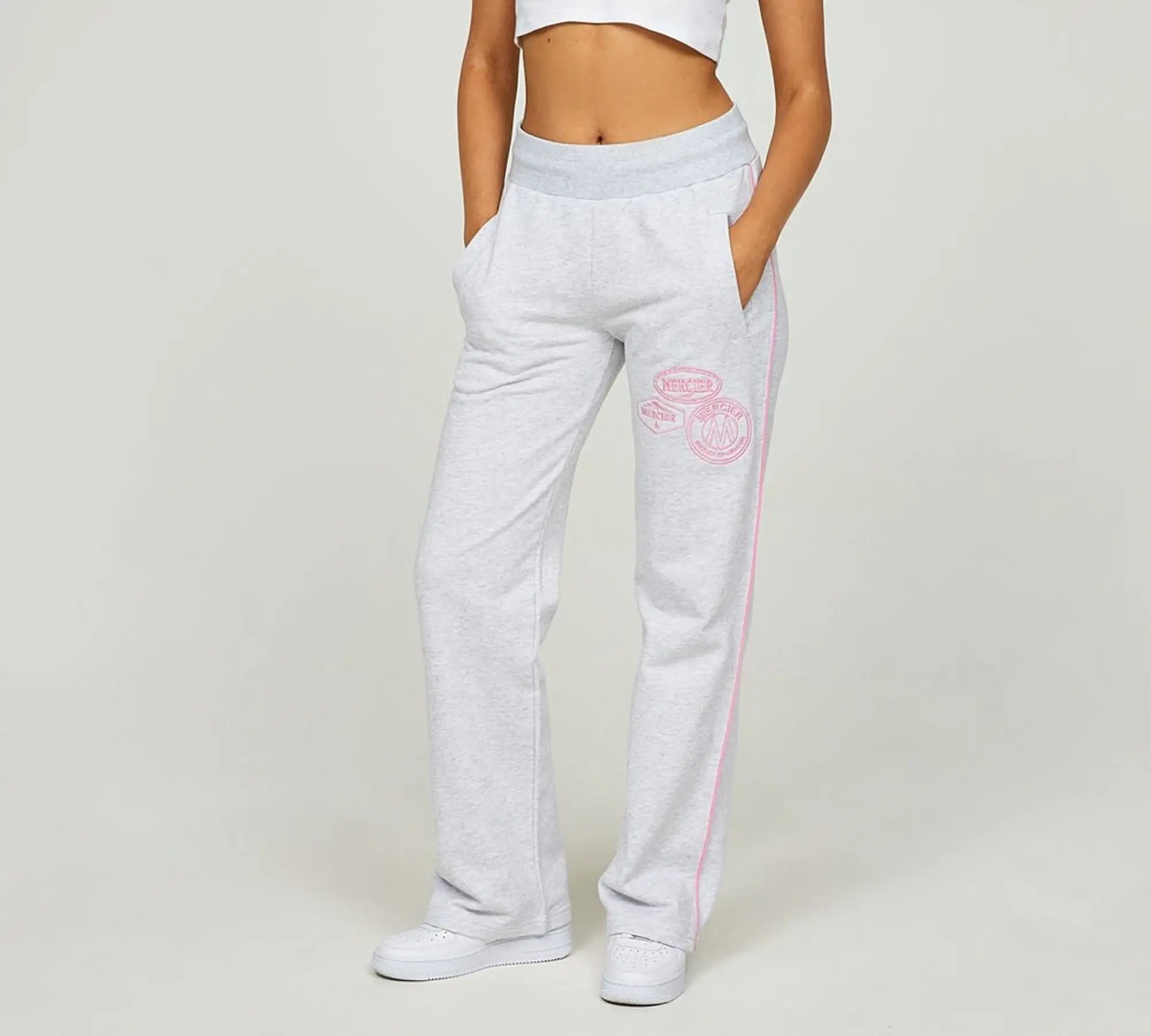 Mercier Womens OG Badge Piping Open Hem Pant - Grey - Size M - Grey