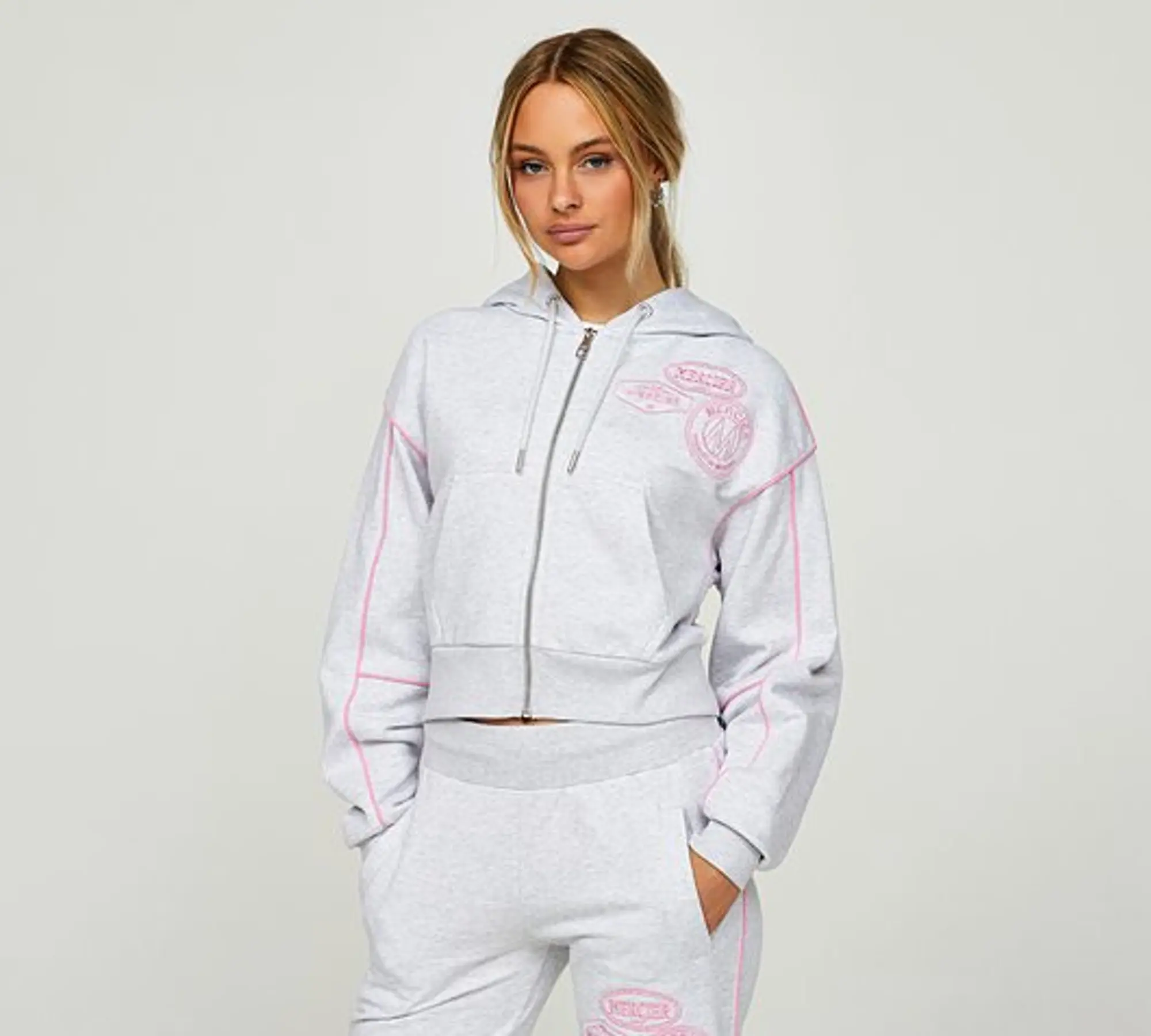 Mercier Womens OG Badge Piping Full Zip Hoodie - Grey - Size XL - Grey