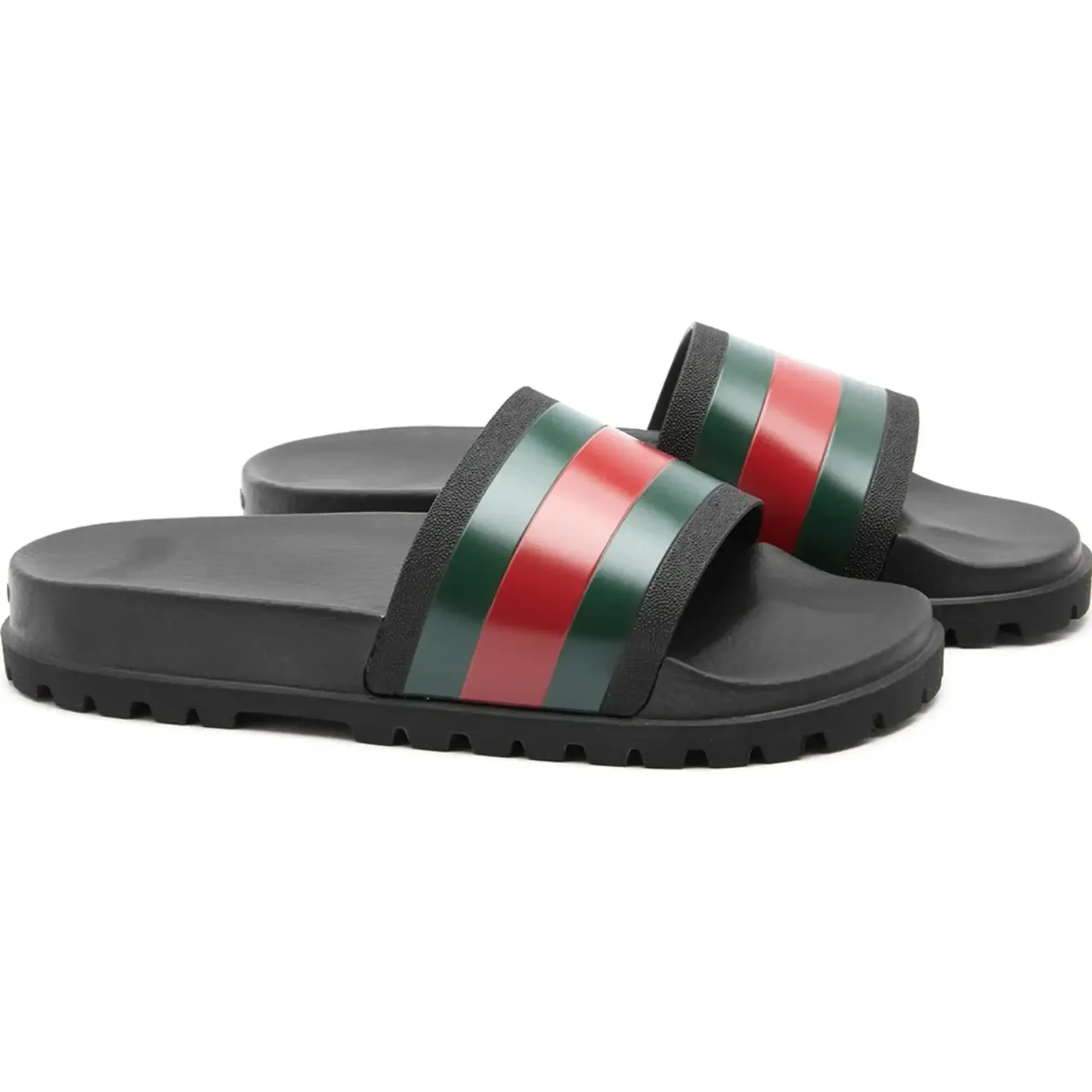 Gucci Men's Pursuit Trek Web Rubber Slide Black