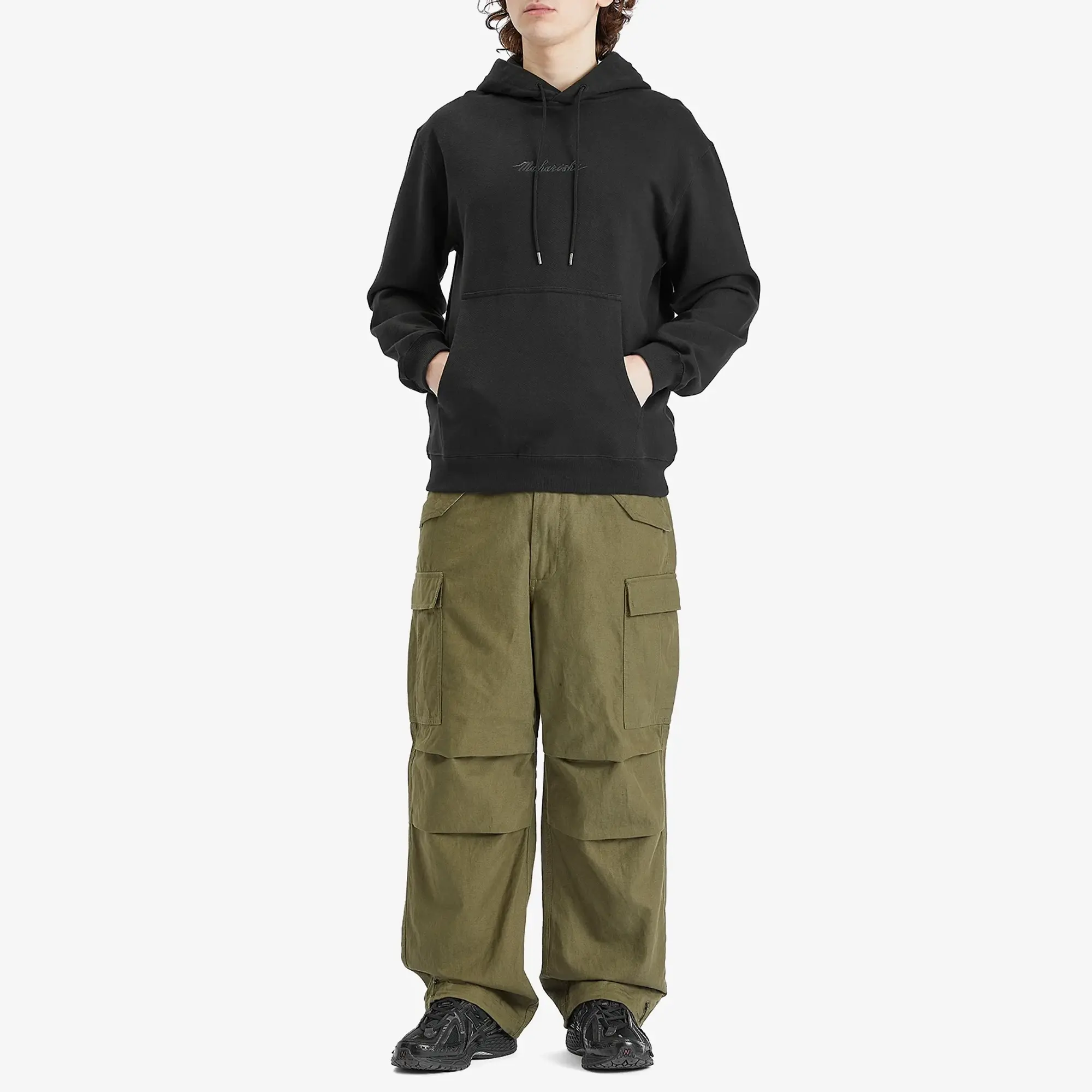 Maharishi Men's Embroided Popover Hoodie Black