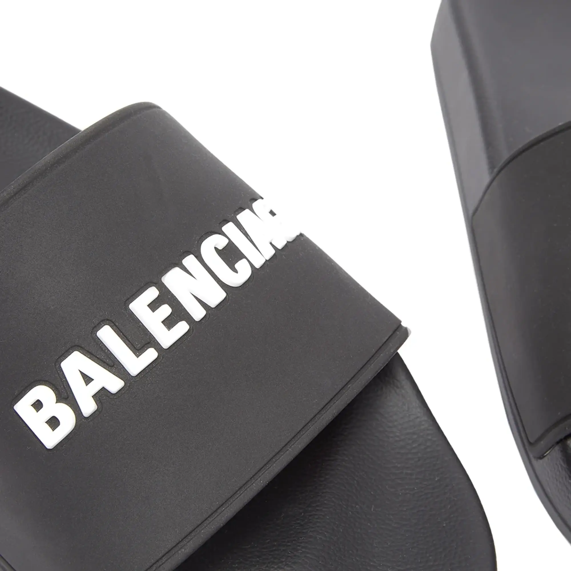 Balenciaga Men's Logo Pool Slide Black White