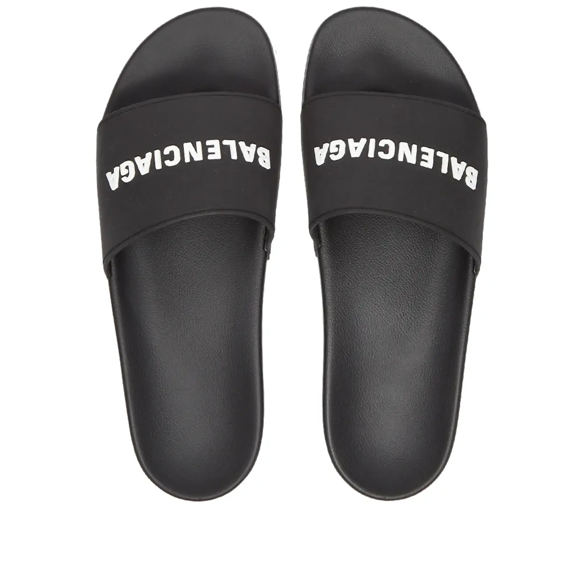 Balenciaga Men's Logo Pool Slide Black White