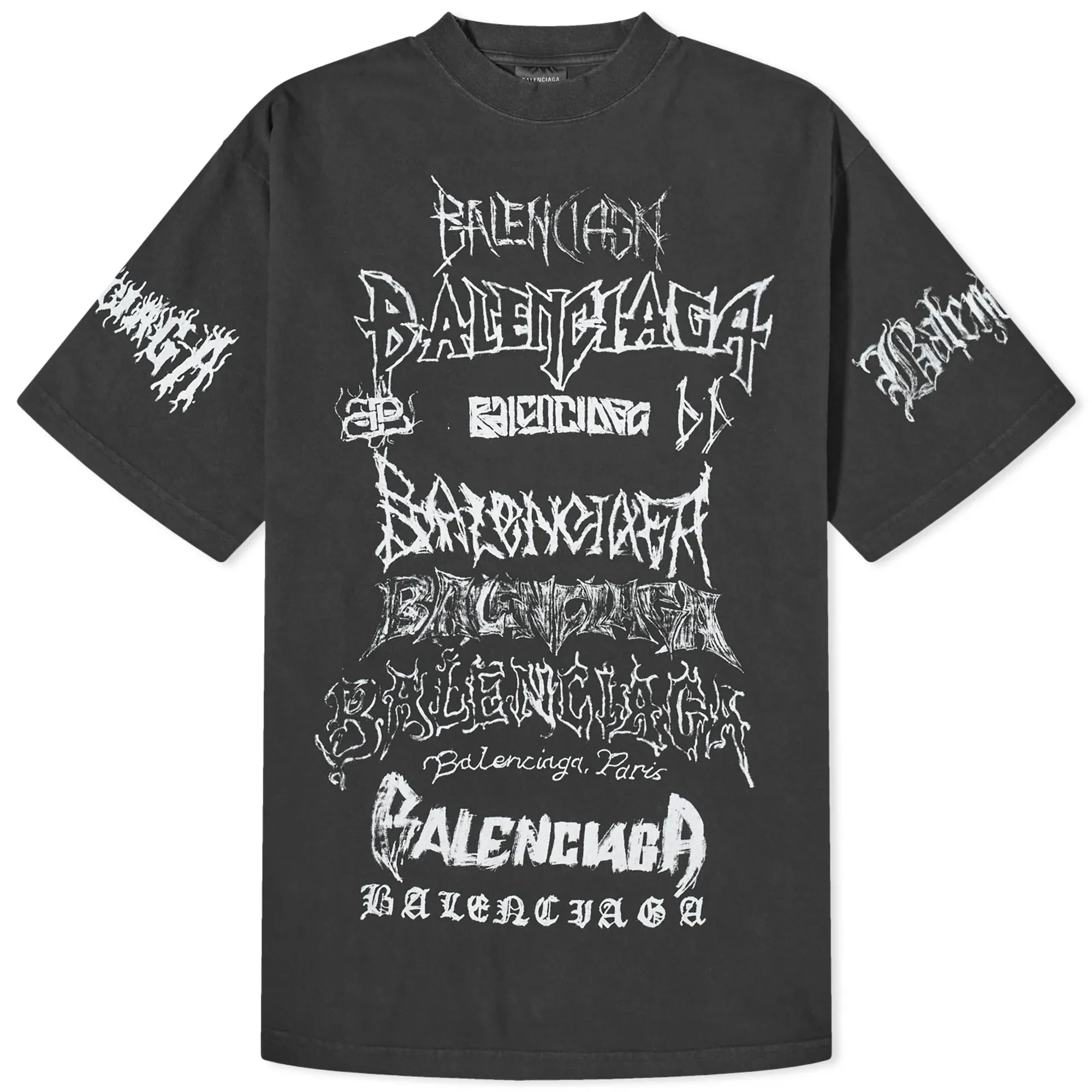 Balenciaga Men's Metal Logo T-Shirt Faded Black/White | 641675
