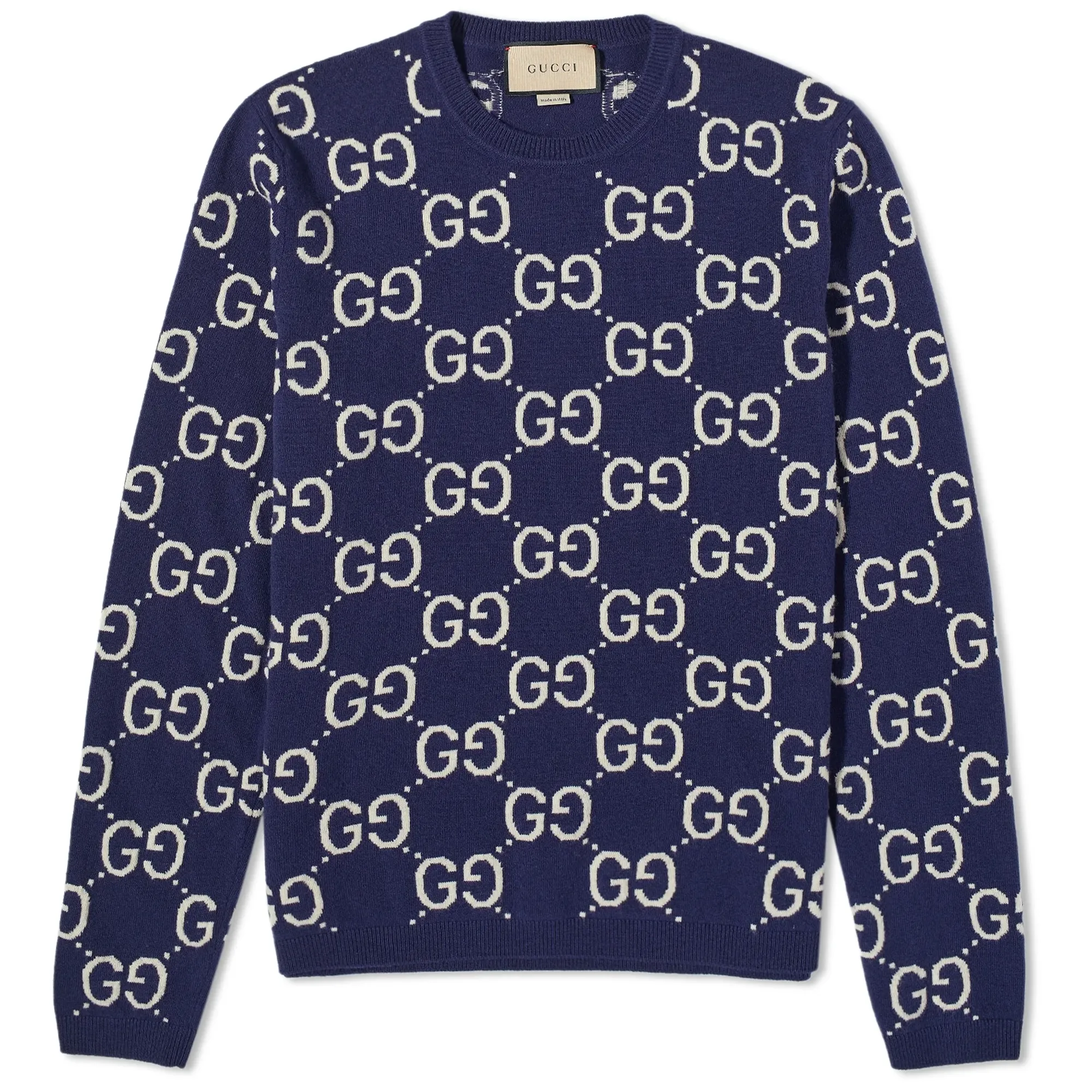 Gucci Men's GG All Over Crew Neck Navy | 692900-XKCC5-4492 | FOOTY.COM