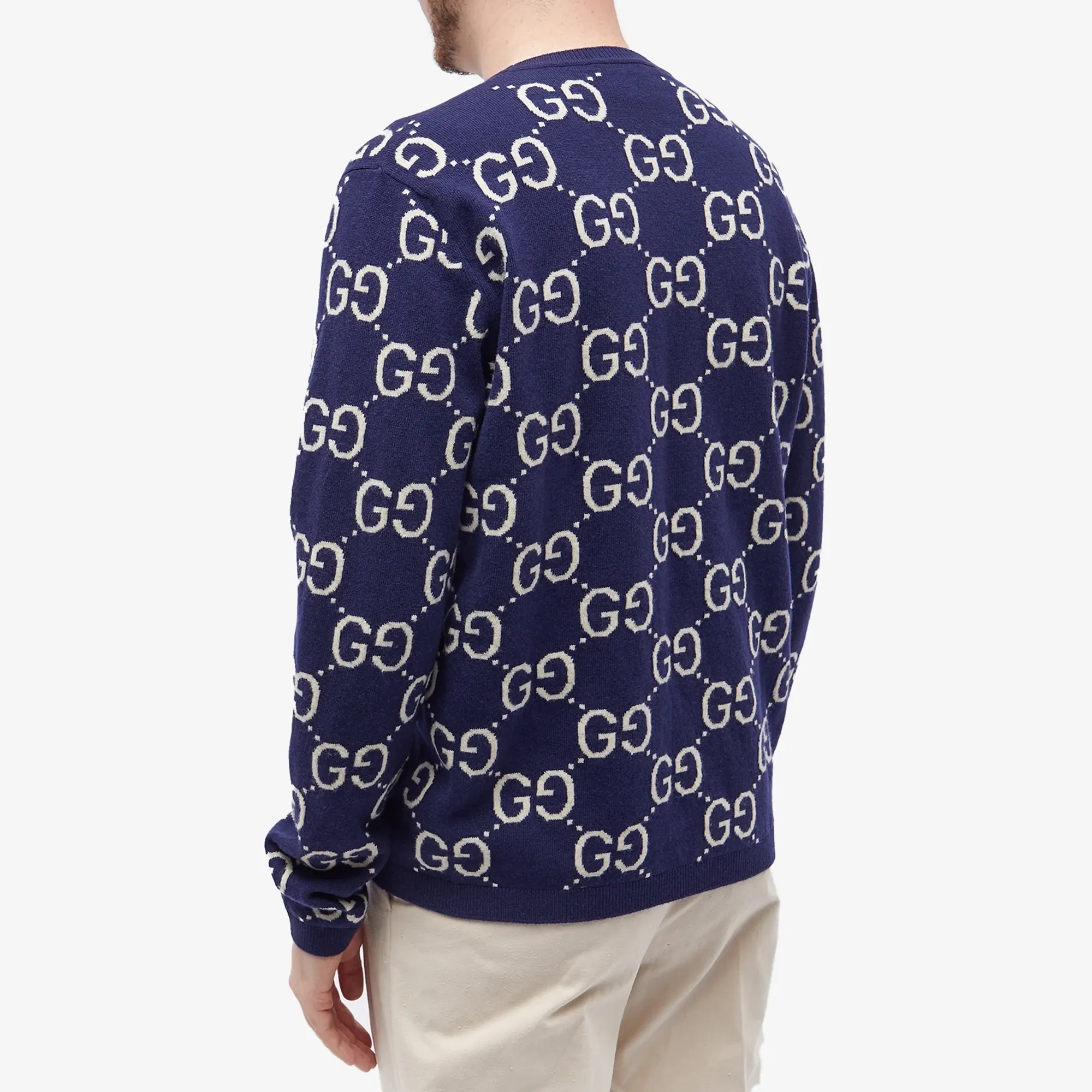 Gucci Men's GG All Over Crew Neck Navy | 692900-XKCC5-4492 | FOOTY.COM
