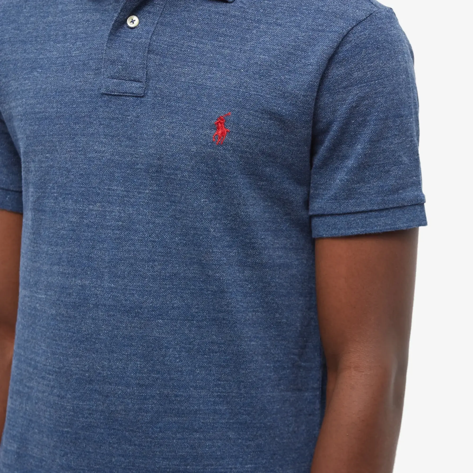 Polo Ralph Lauren Icon Logo Slim Fit Pique Polo In Blue Marl