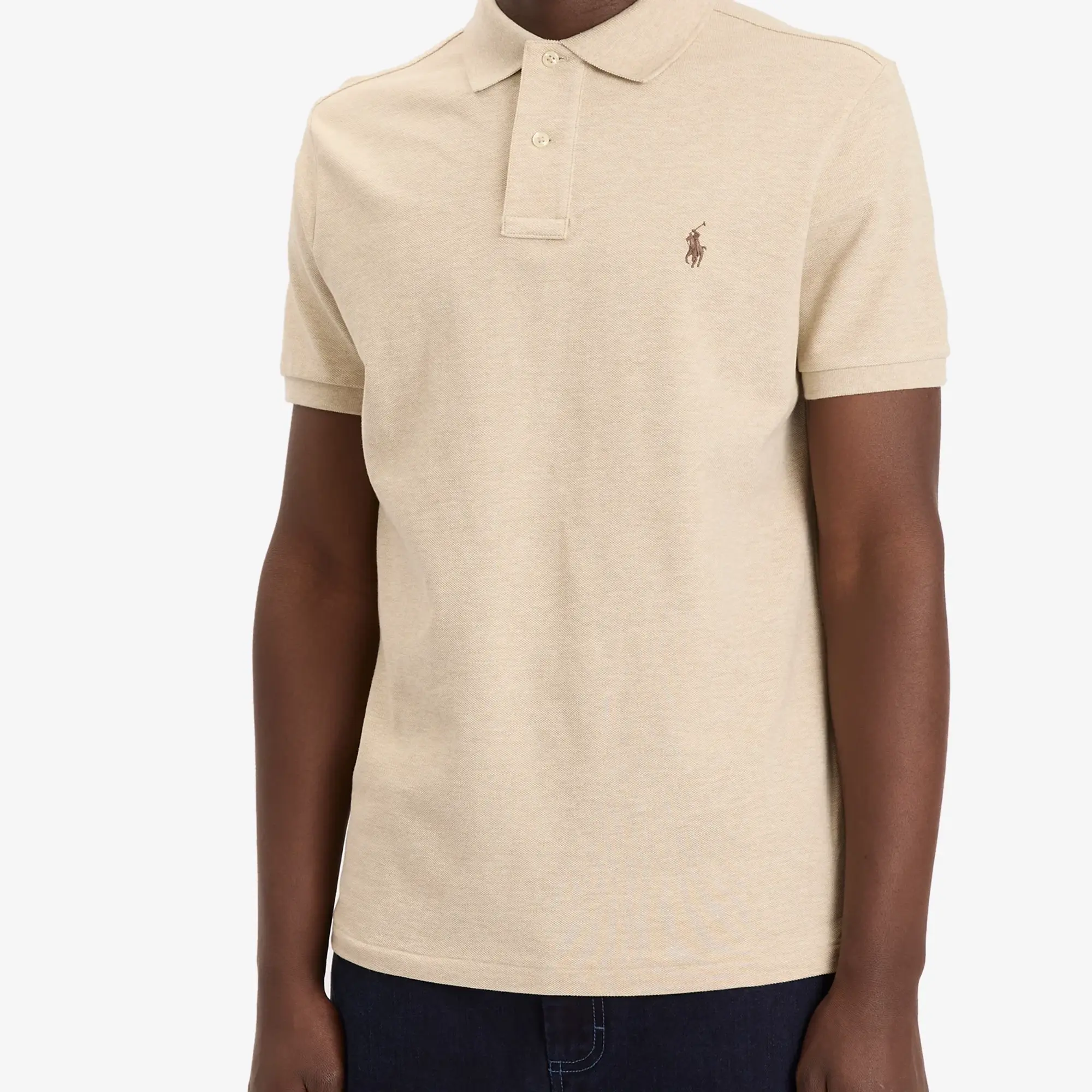 Polo Ralph Lauren  POLO COUPE DROITE EN COTON BASIC MESH  men's Polo shirt in Beige