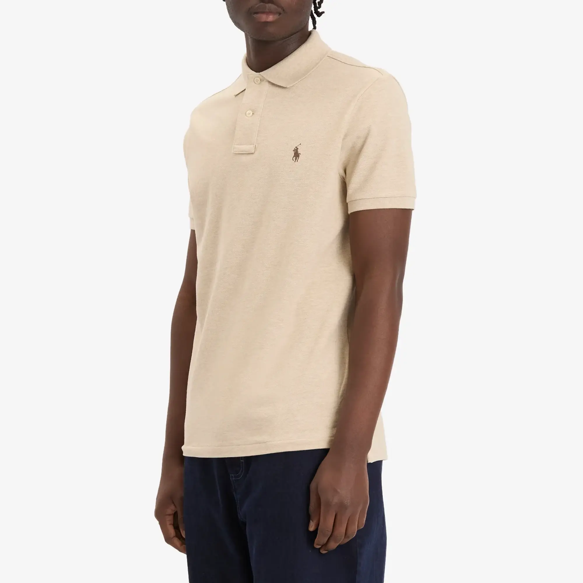 Polo Ralph Lauren  POLO COUPE DROITE EN COTON BASIC MESH  men's Polo shirt in Beige