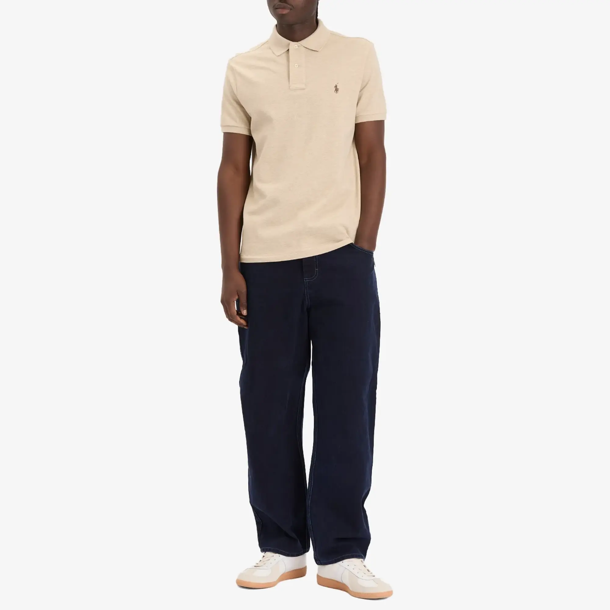 Polo Ralph Lauren  POLO COUPE DROITE EN COTON BASIC MESH  men's Polo shirt in Beige