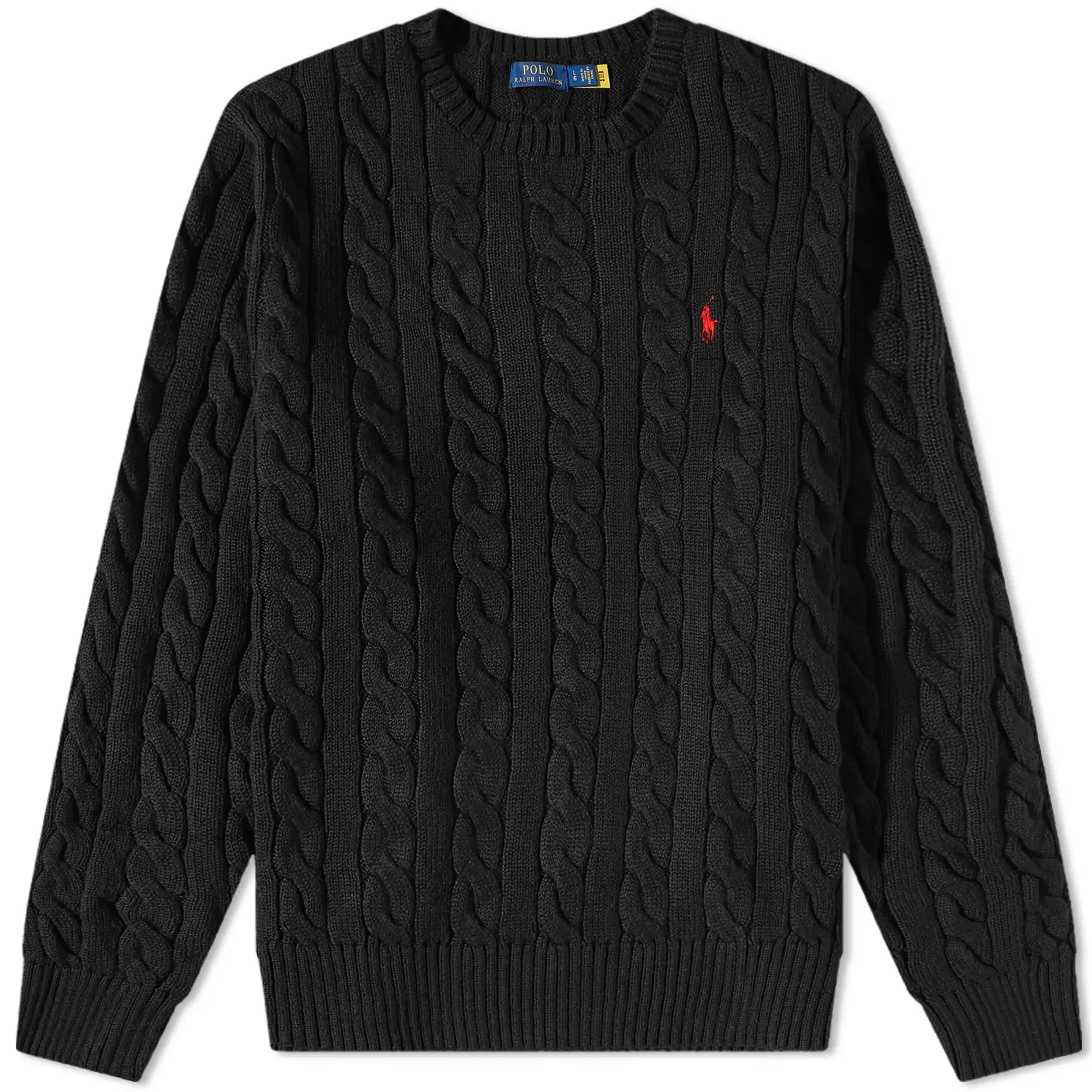 Polo Ralph Lauren Men's Cotton Cable Crew Knit Polo Black