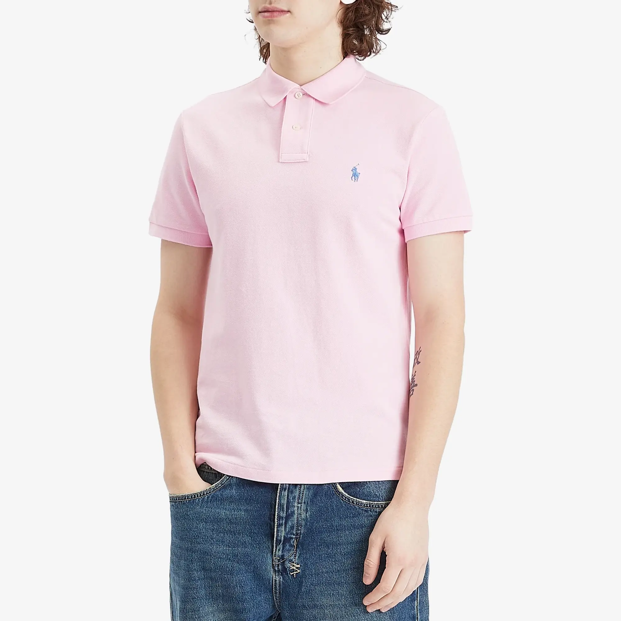 Polo Ralph Lauren Ralph Lauren Cotton Mesh Trim Fit Polo Shirt, Carmel Pink/C7349