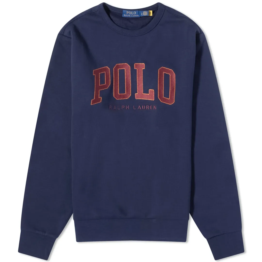 Polo Ralph Lauren collegiate logo fleece sweatshirt in navy