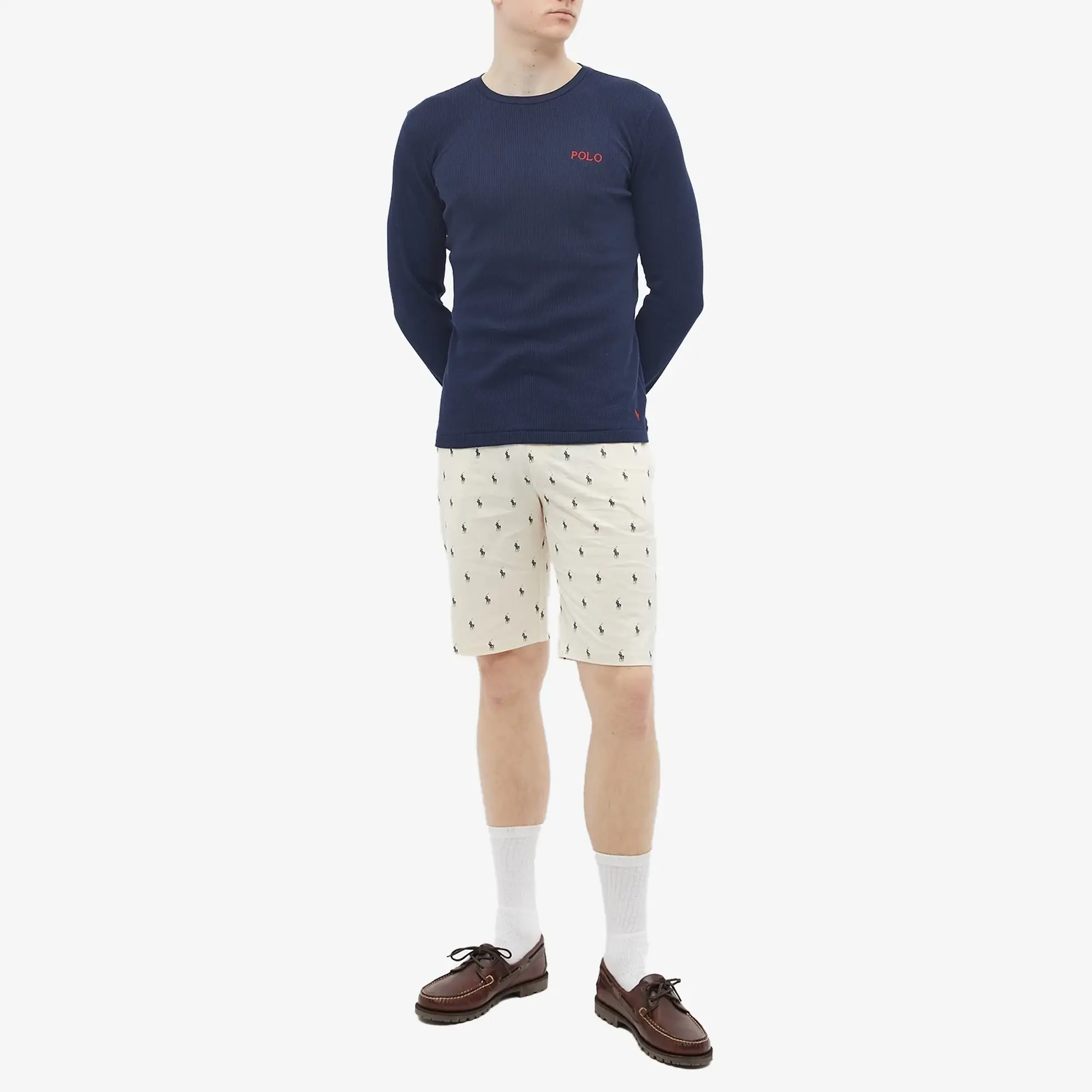 Polo Ralph Lauren RALPH LAUREN Waffle-Knit Crewneck Sleep Shirt - Blue