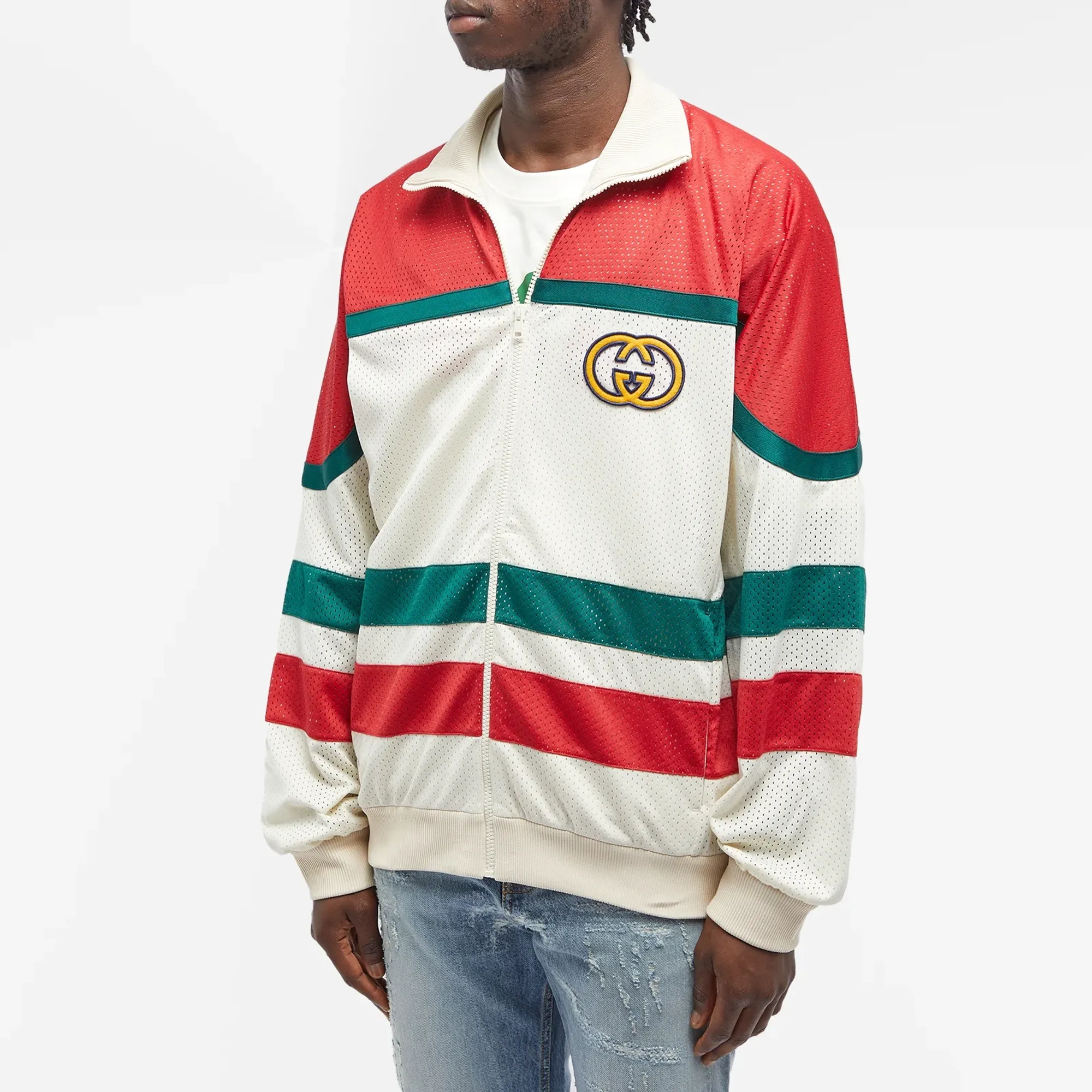Gucci Men's Interlock GG Track Jacket Ivory | 737369-XJFFK-9212