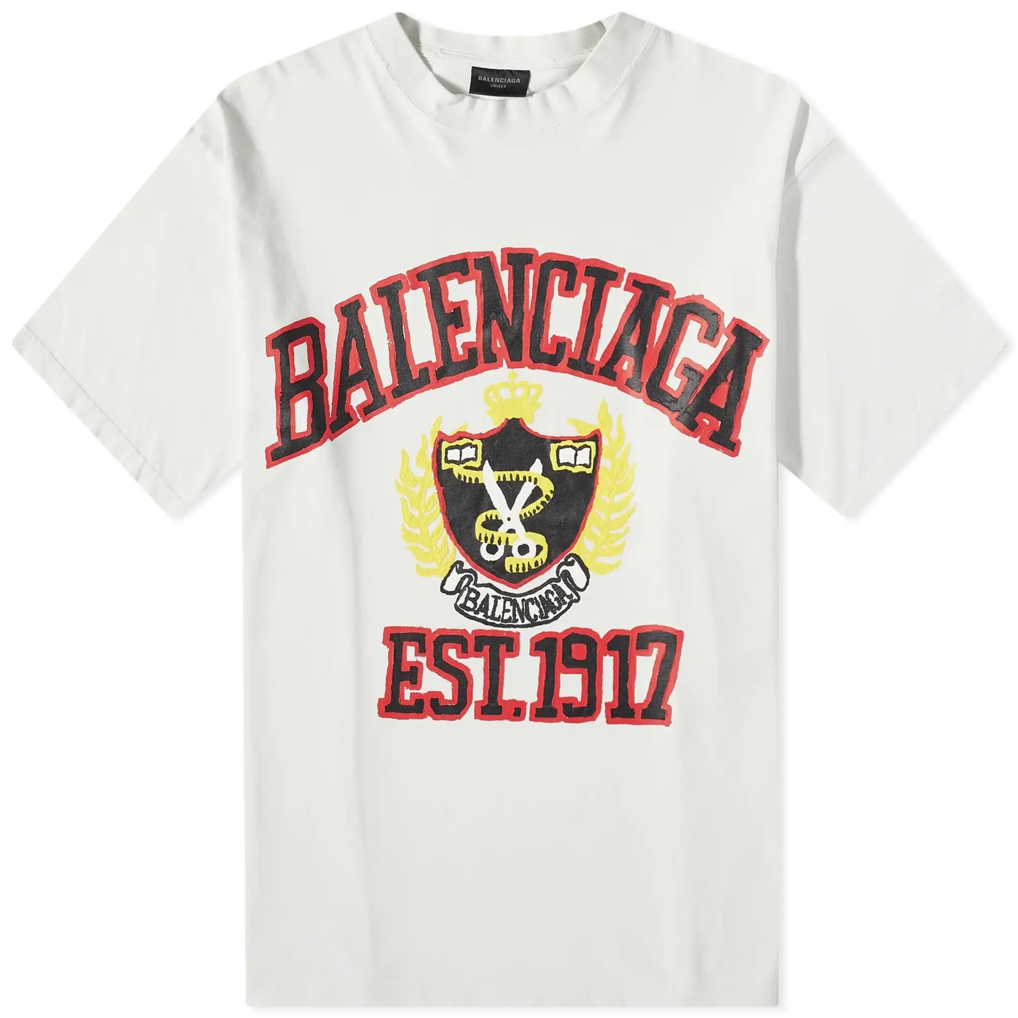 Balenciaga Men's College T-Shirt Dirty White