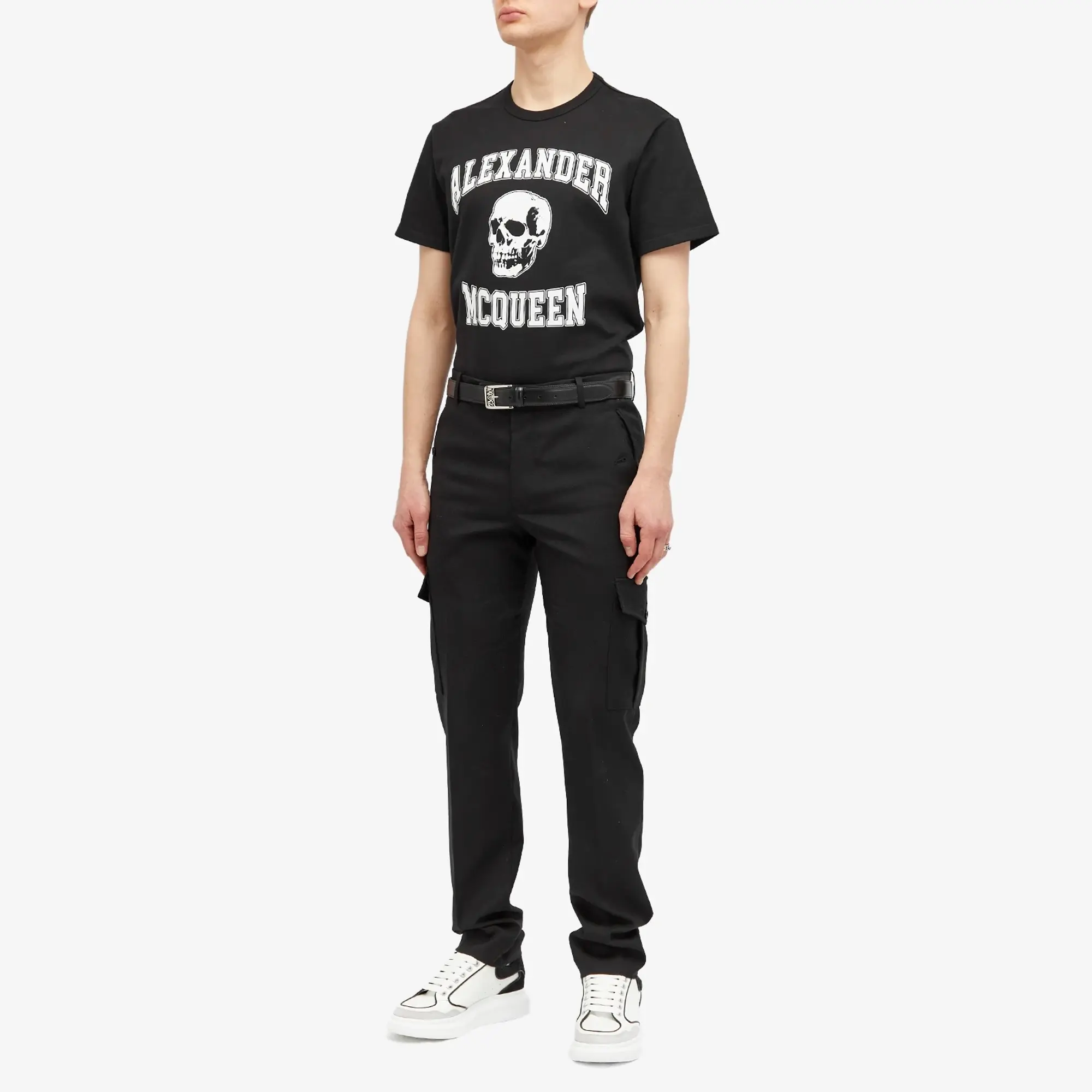 Alexander McQueen Men's Varsity Skull Logo T-Shirt Black/White