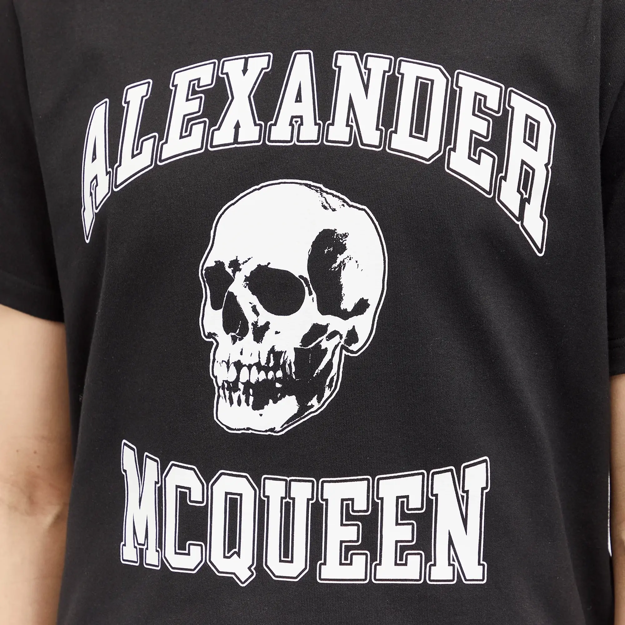 Alexander McQueen Men's Varsity Skull Logo T-Shirt Black/White