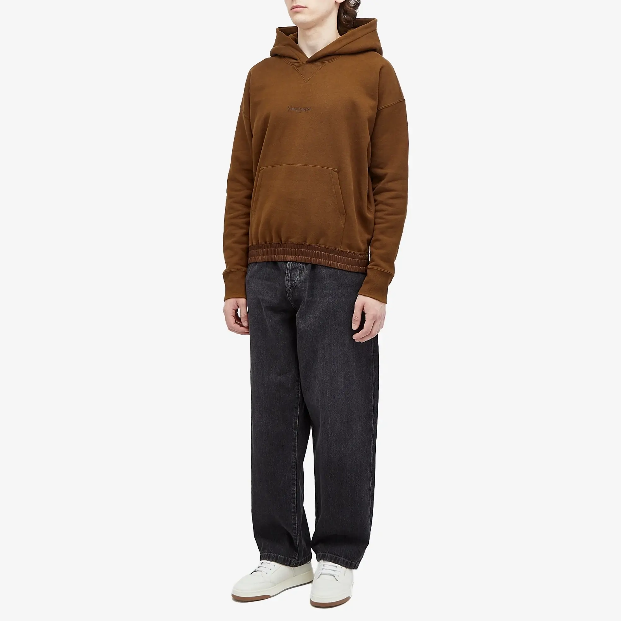 Saint Laurent Men's Triangle Hoodie Khaki