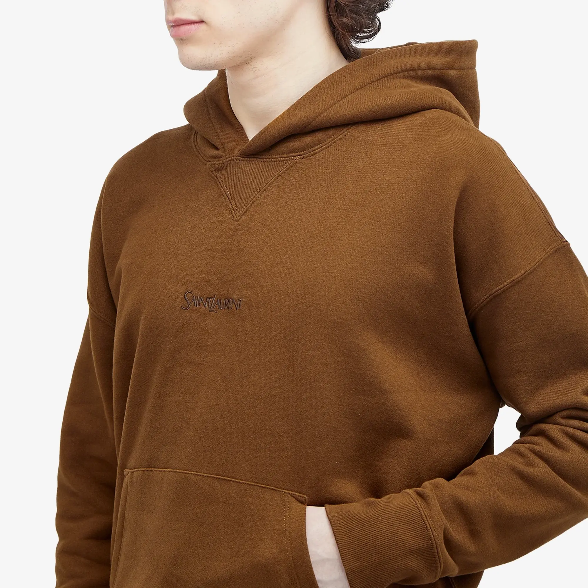 Saint Laurent Men's Triangle Hoodie Khaki