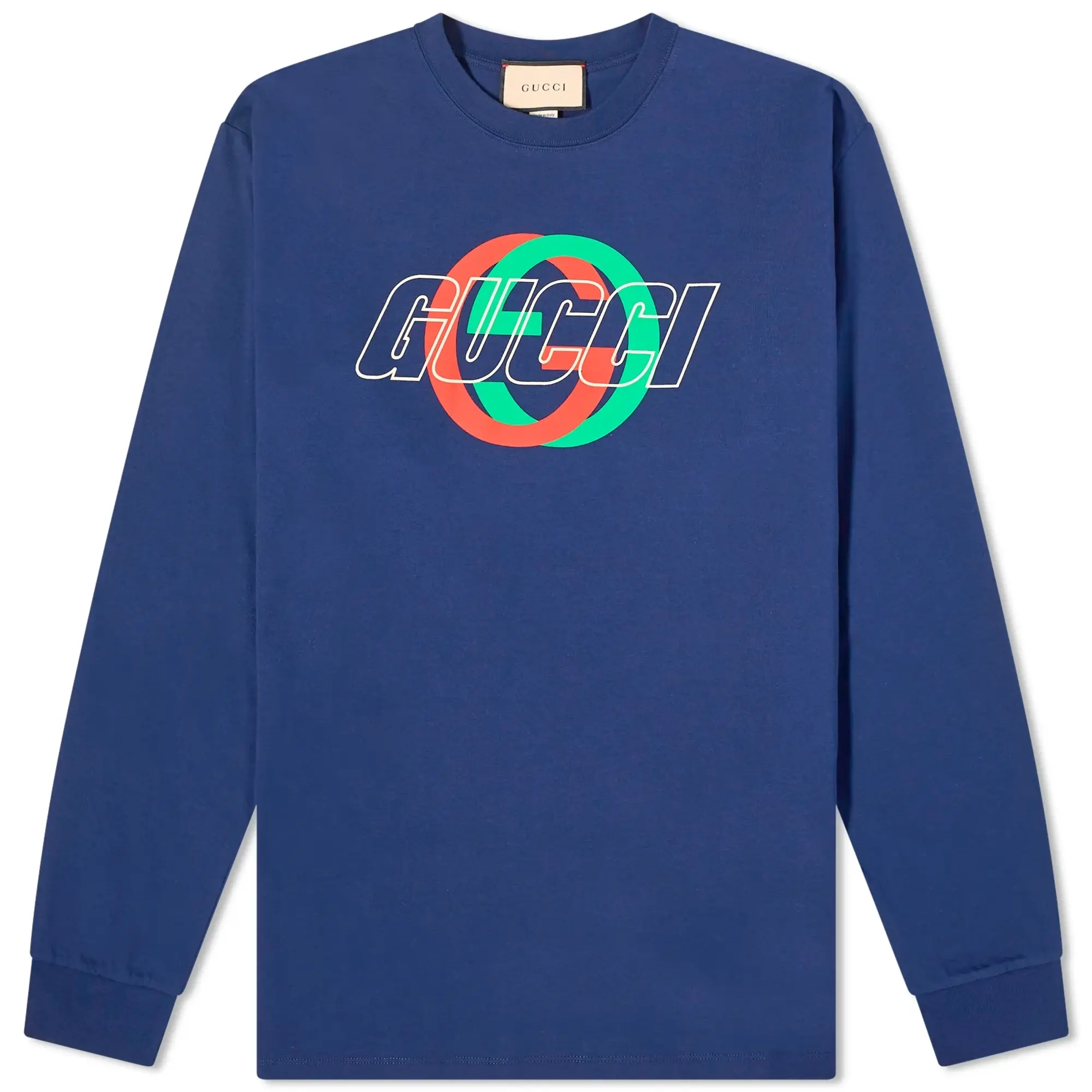 Gucci Men's Interlocking Logo Crew Neck Sweat Navy