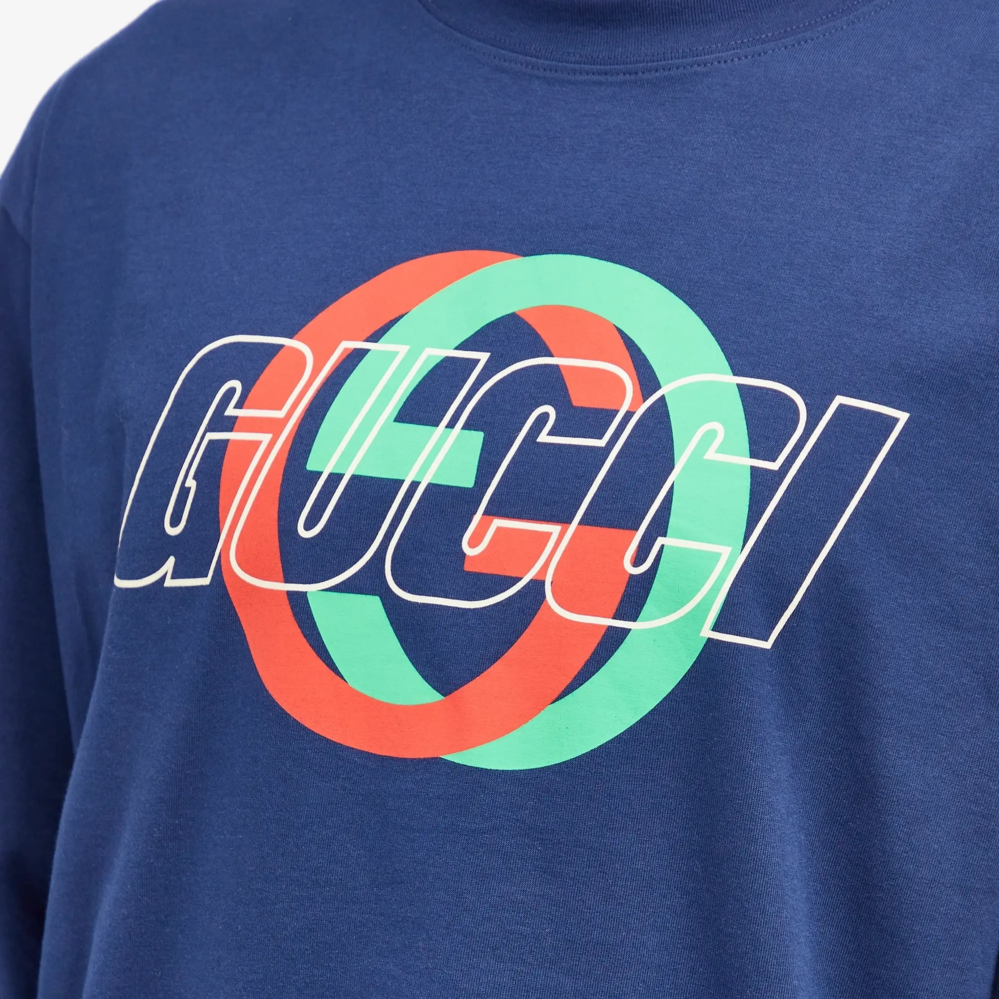 Gucci Men's Interlocking Logo Crew Neck Sweat Navy