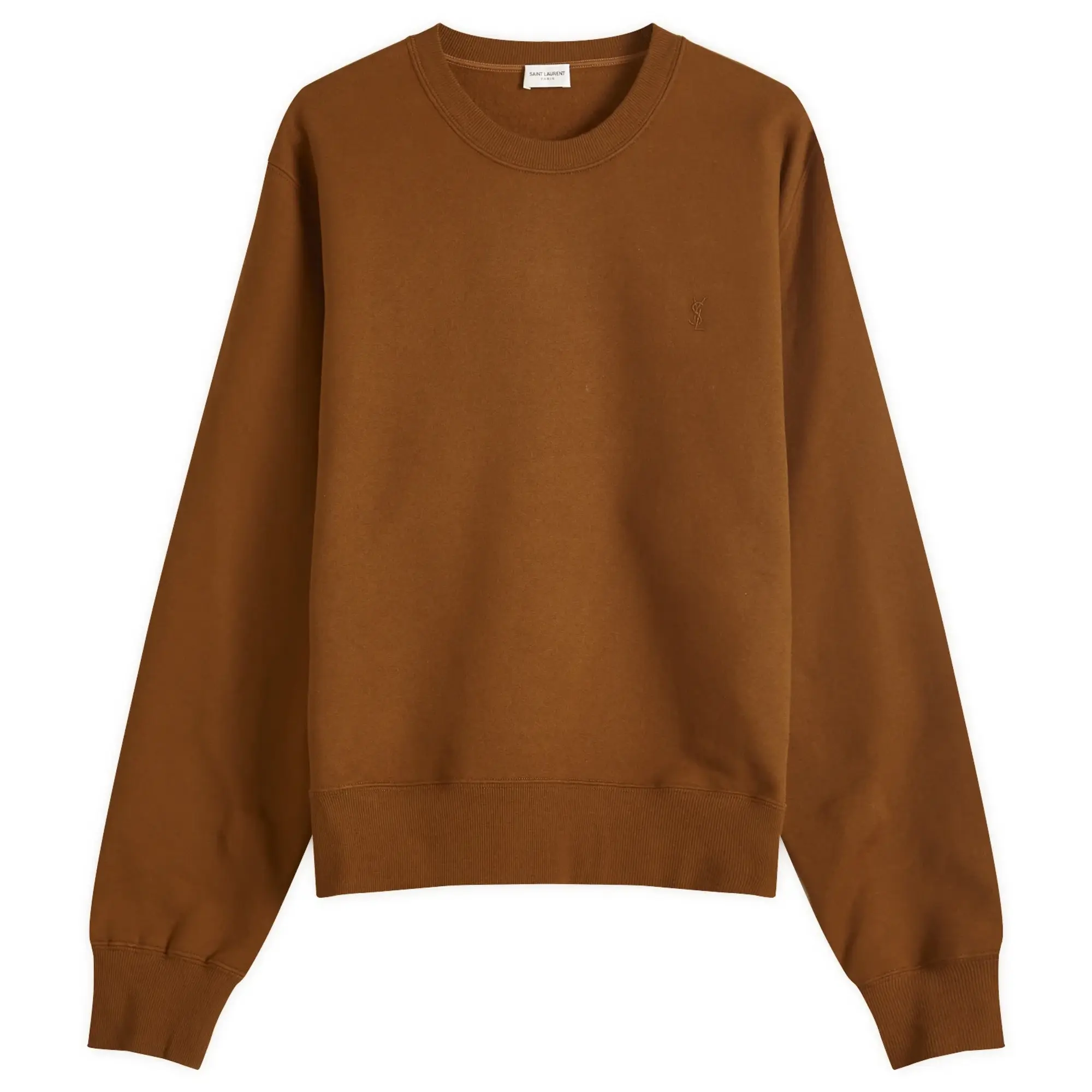 Saint Laurent Men's Logo Crew Neck Sweatshirt Ochre