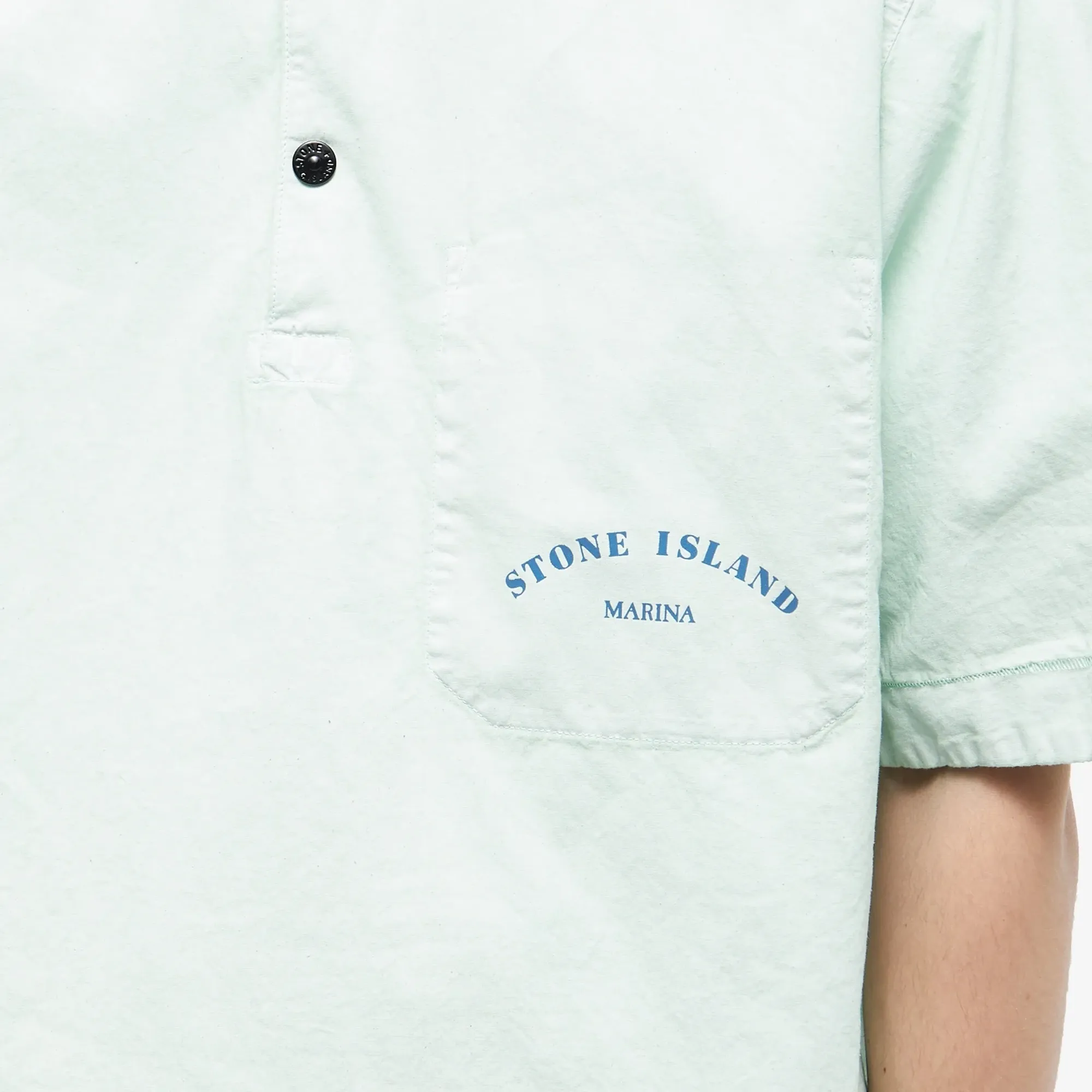 Stone Island Men's Marina Chalk Plating Short Sleeve Shirt Light