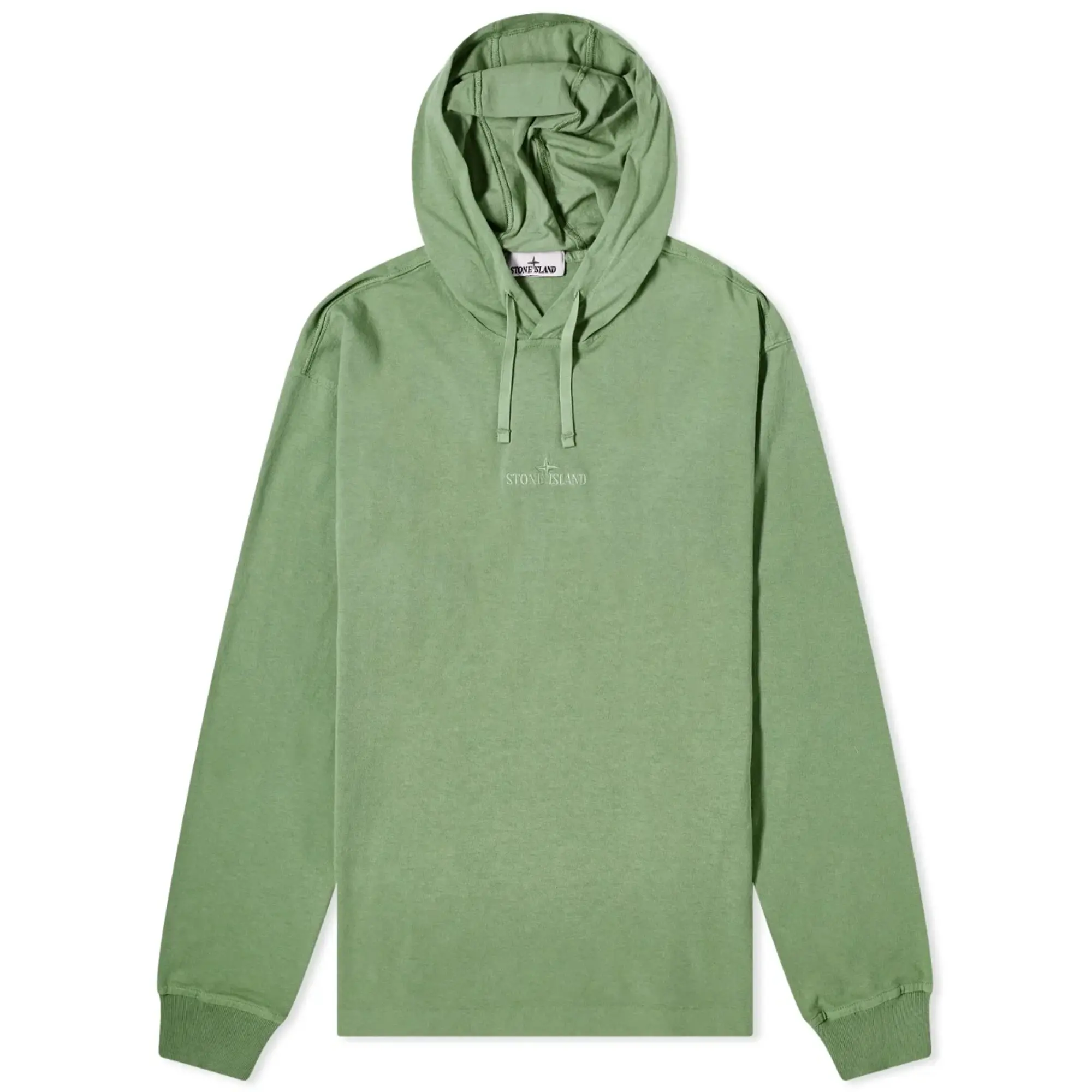 Stone Island Men's Embroidered Logo Lightweight Hoodie Sage